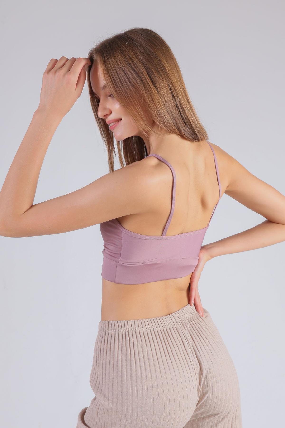 Önü Çapraz Askılı Büstiyer - 9022-1 Gül Kurusu - 4