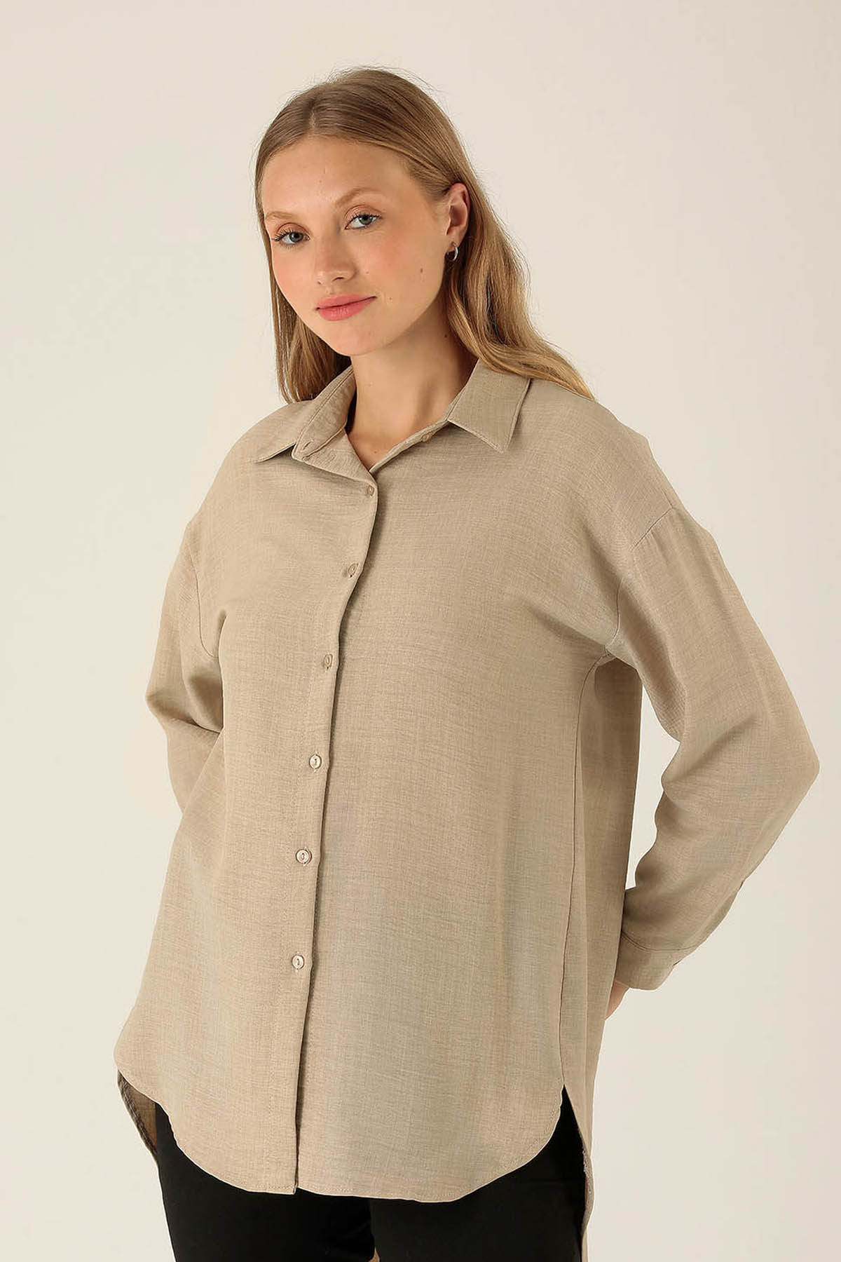 Önü Düğmeli Tunik - 6803A Bej - 1