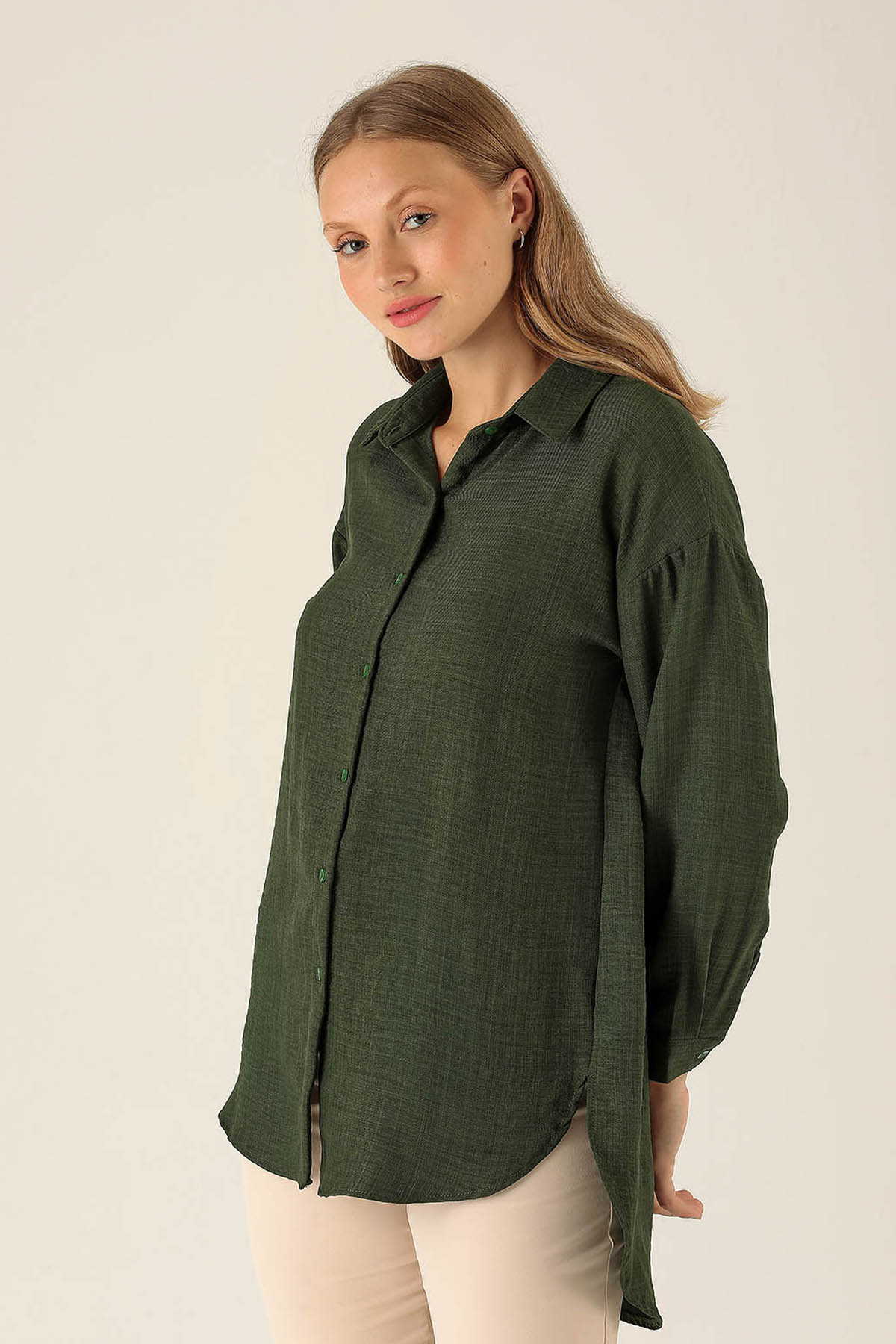 Önü Düğmeli Tunik - 6803A Haki - 2