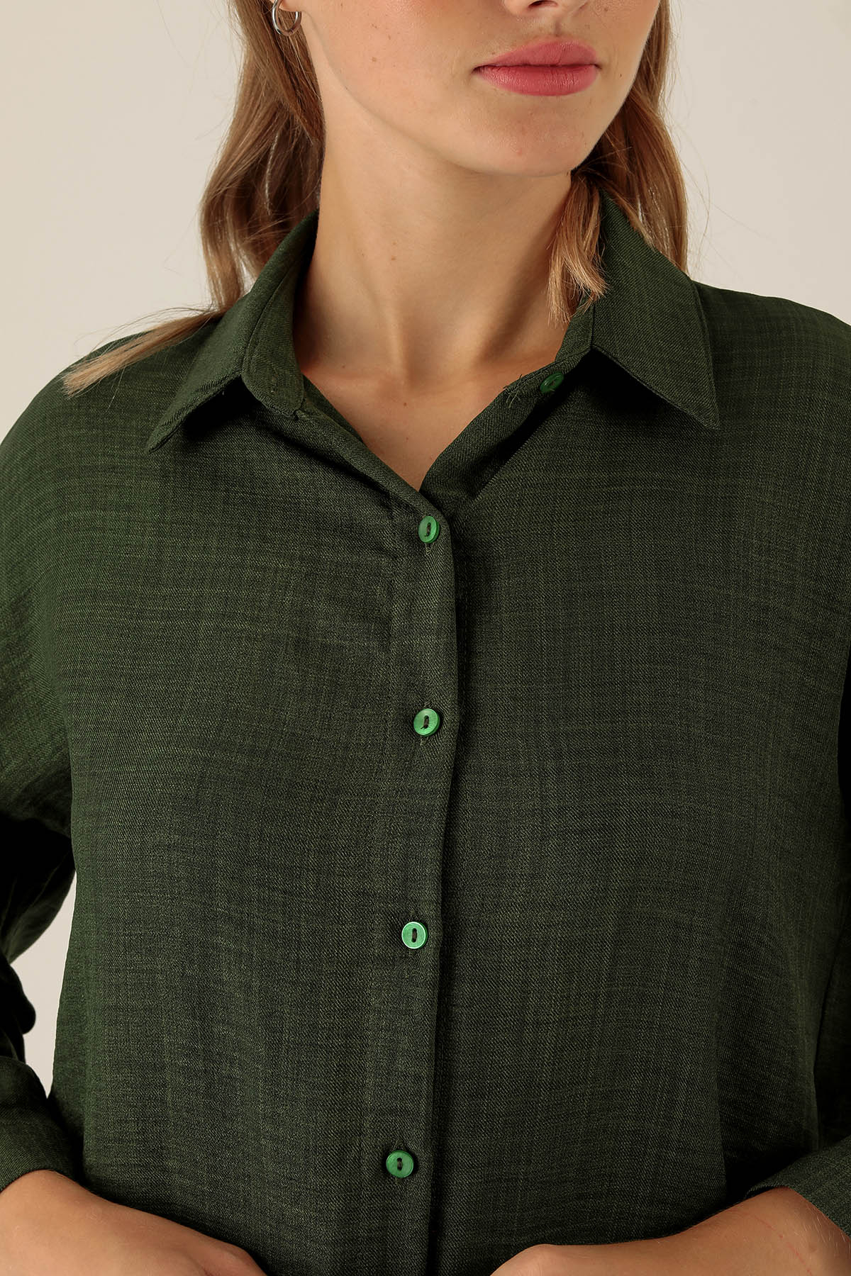 Önü Düğmeli Tunik - 6803A Haki - 6