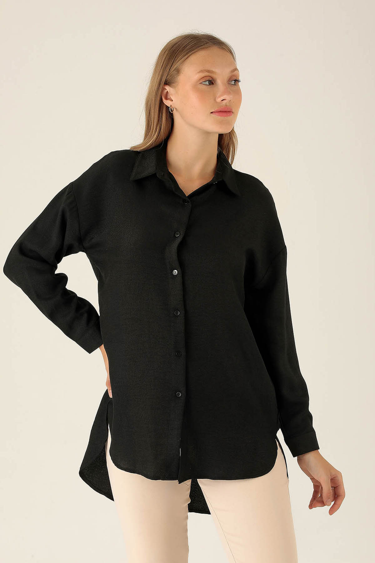 Önü Düğmeli Tunik - 6803A Siyah - 2