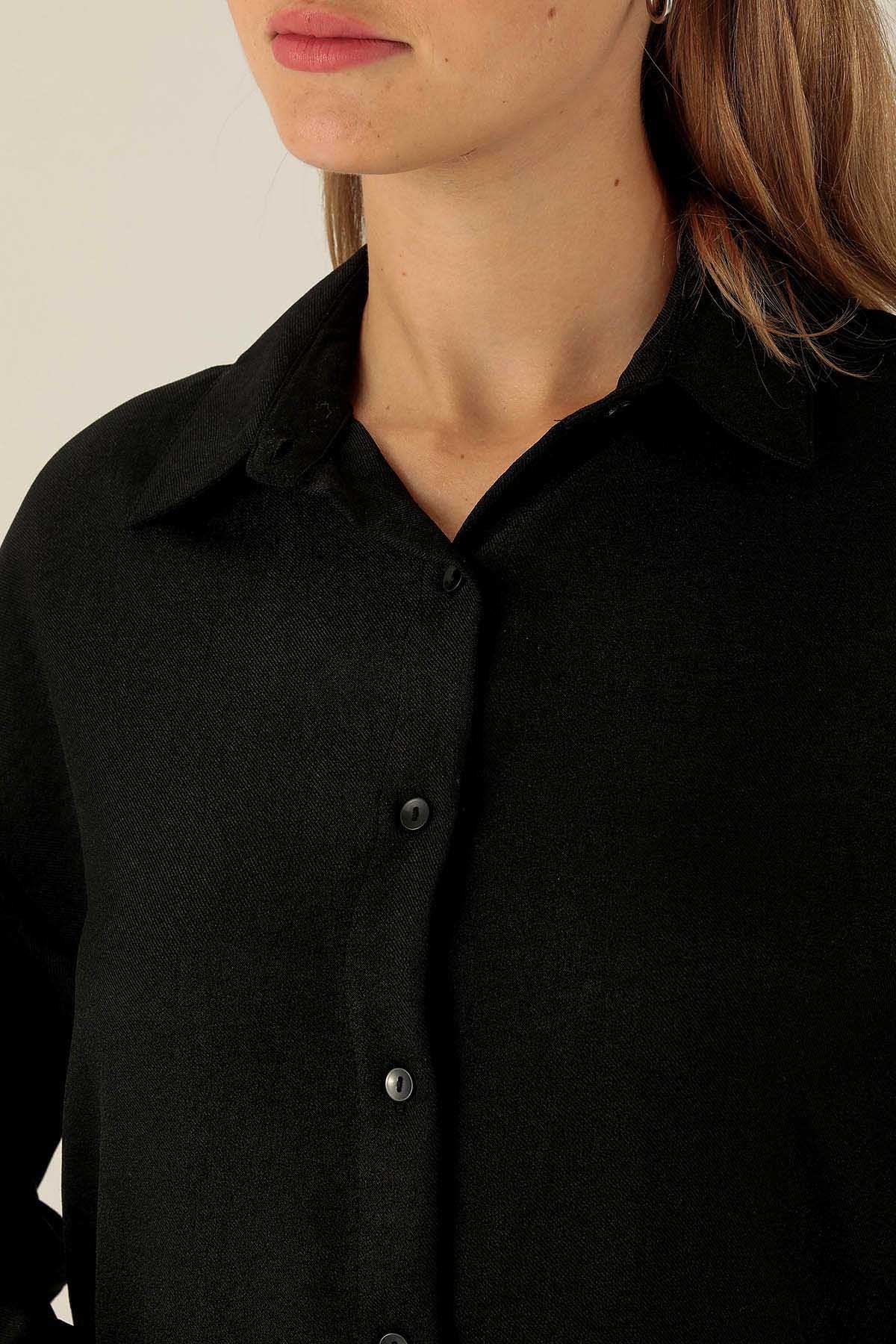 Önü Düğmeli Tunik - 6803A Siyah - 6