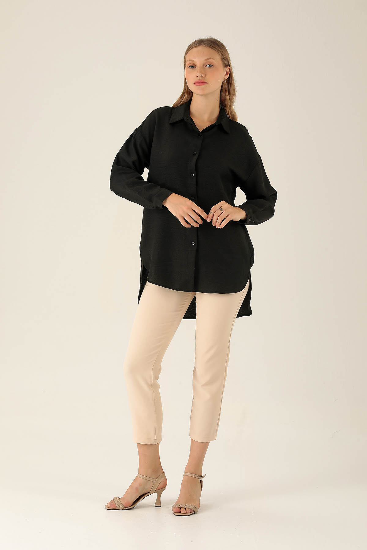 Önü Düğmeli Tunik - 6803A Siyah - 4
