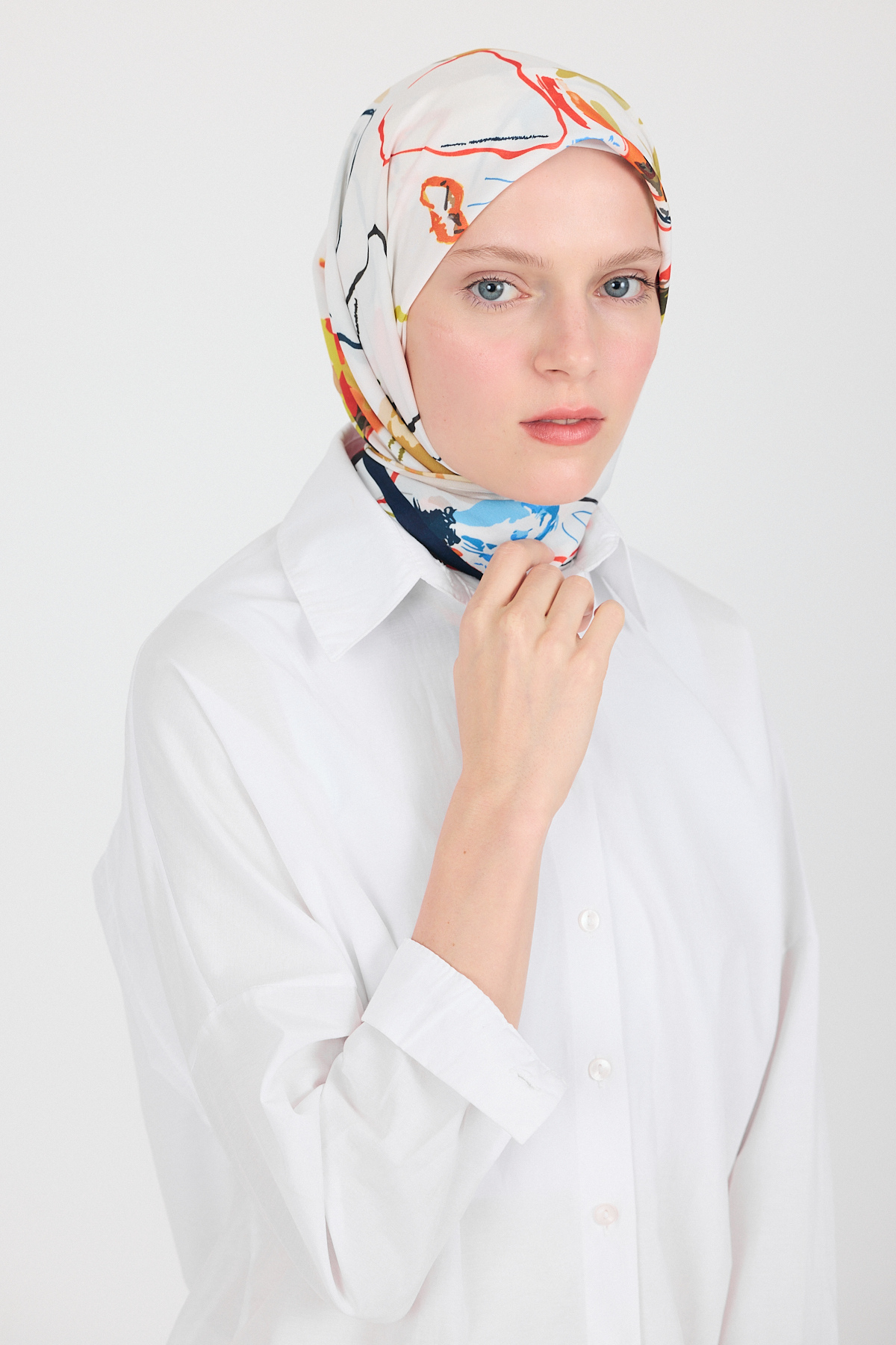 Orange Menekşe Desenli Eşarp 5693 - RAYS