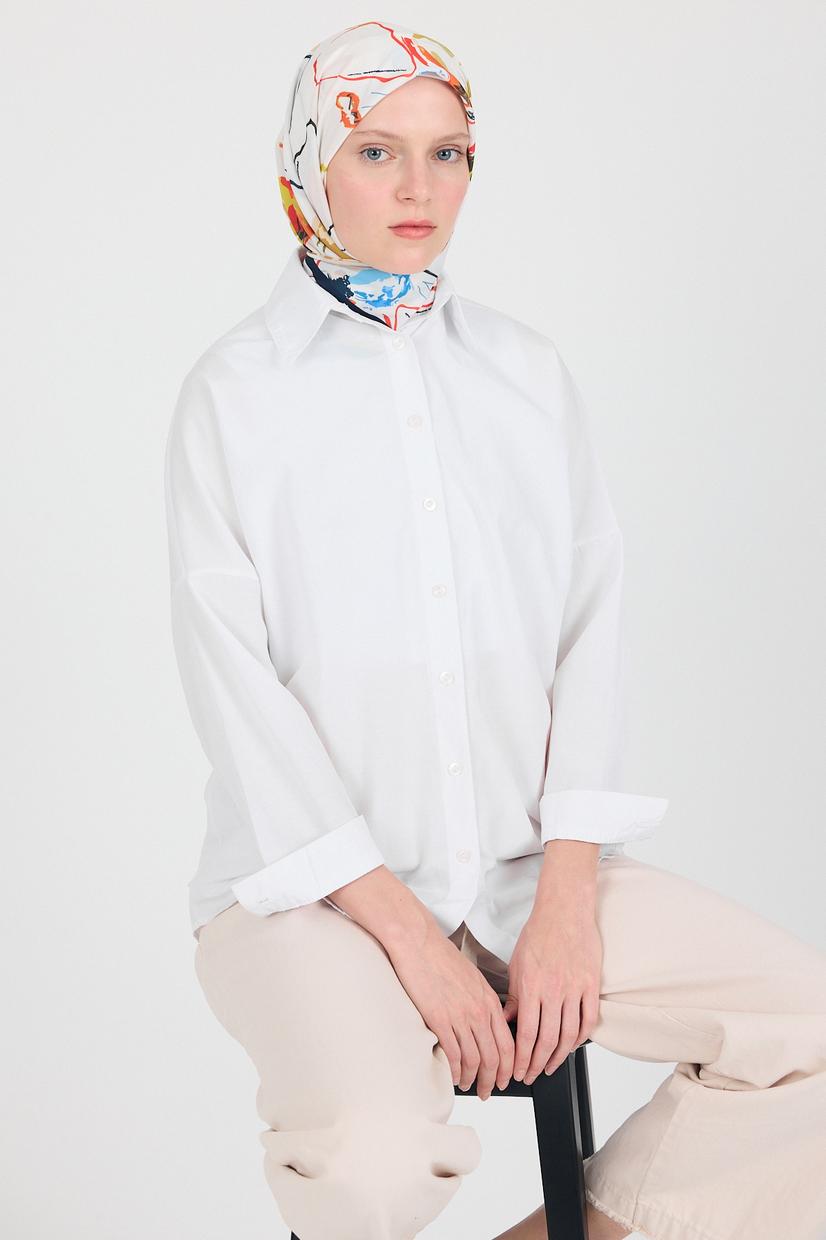 Orange Menekşe Desenli Eşarp 5693 - 6