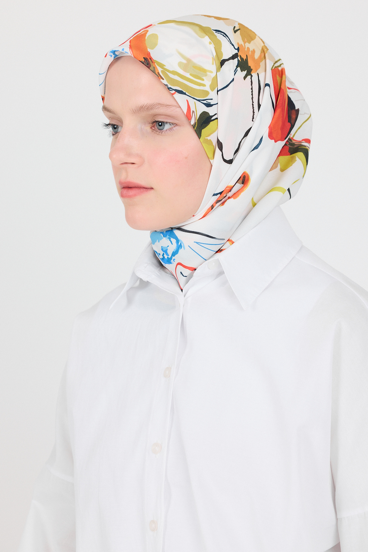 Orange Menekşe Desenli Eşarp 5693 - RAYS