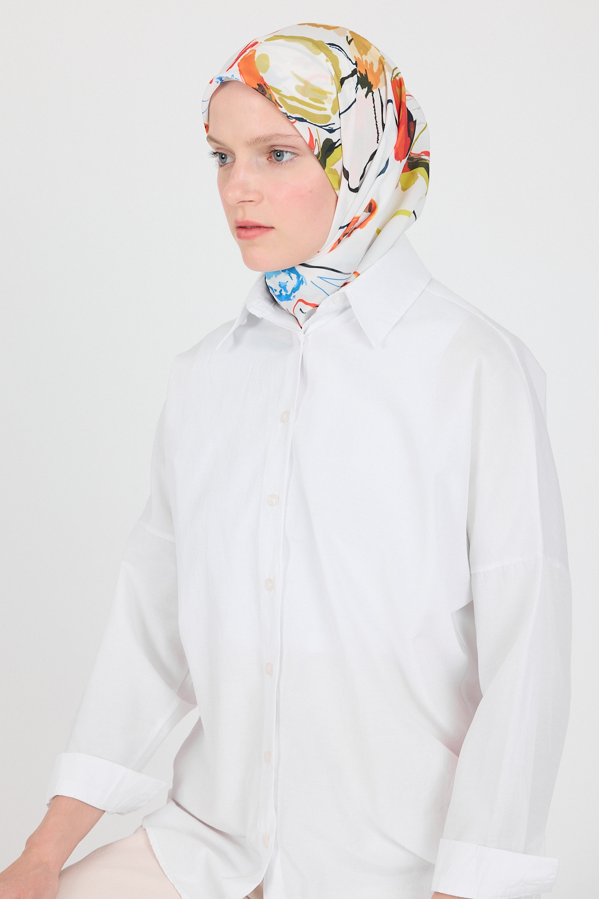 Orange Menekşe Desenli Eşarp 5693 - RAYS