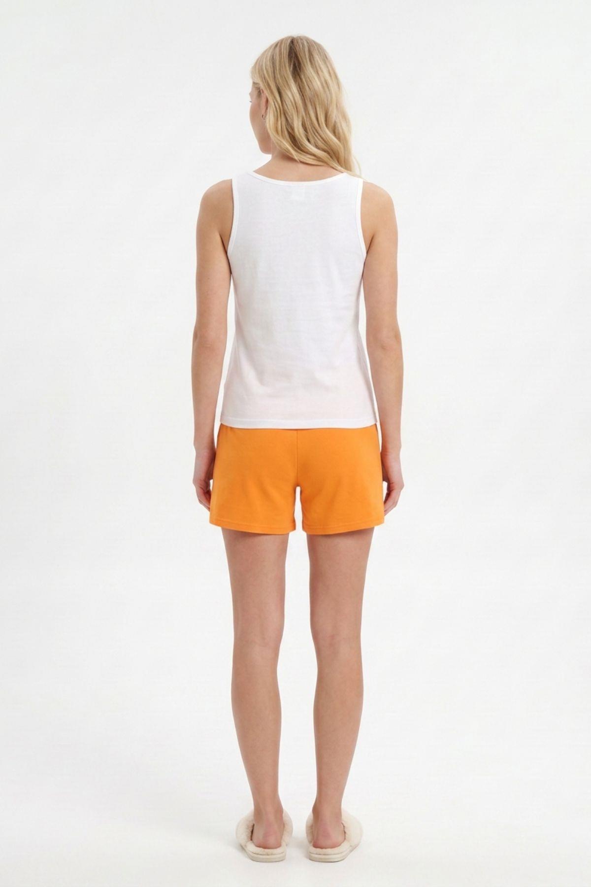 Şortlu Pijama Takımı Papaya Desenli 0417 Orange - 5
