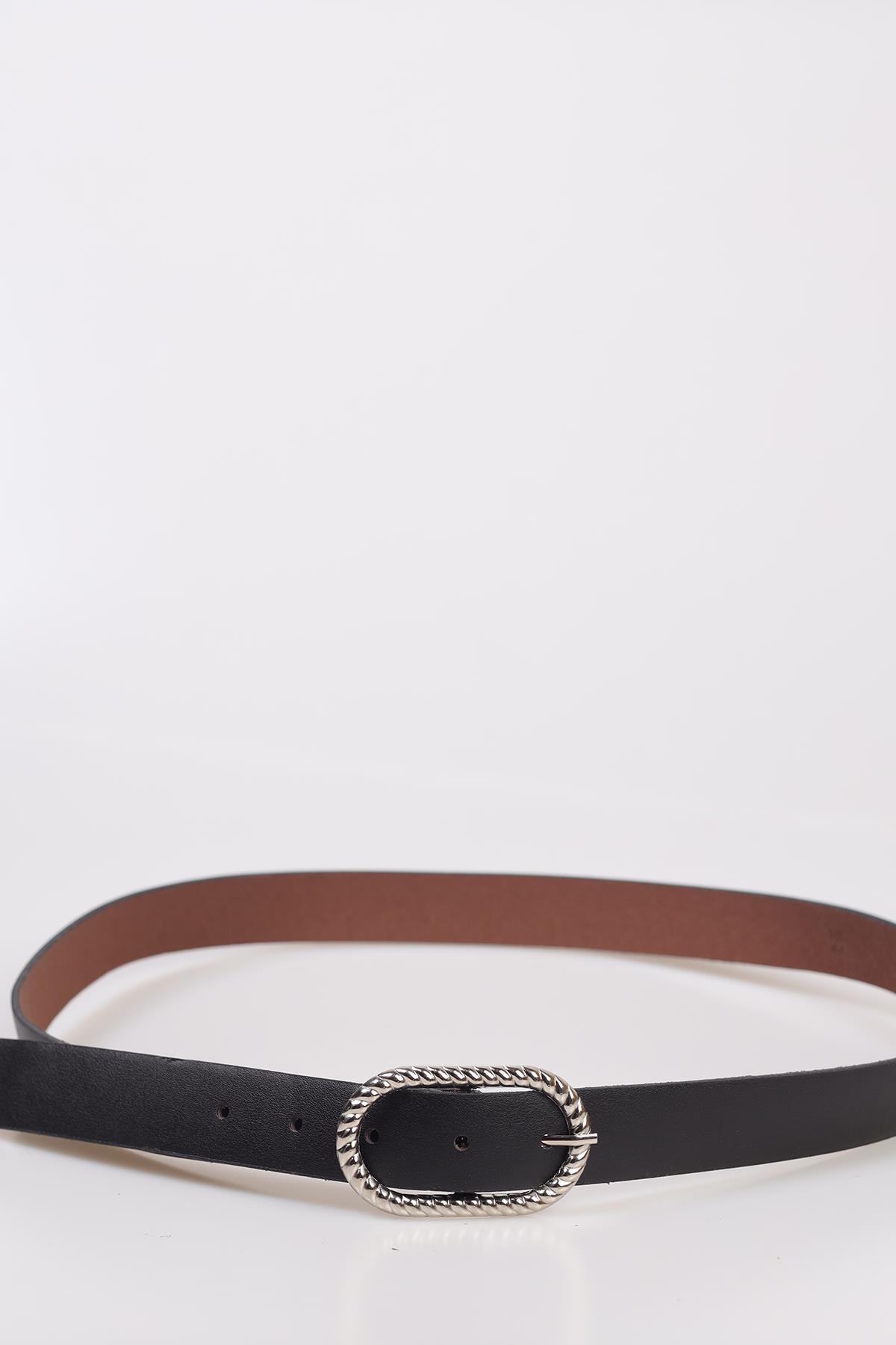 Oval Burgu Tokalı Bayan Kemer - 206 Siyah - 3