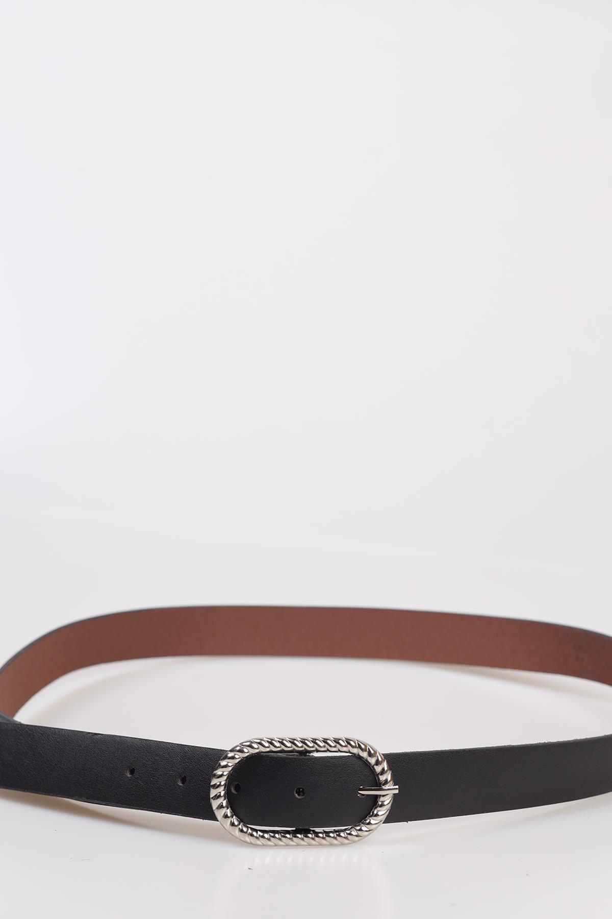 Oval Burgu Tokalı Bayan Kemer - 206 Siyah - 2