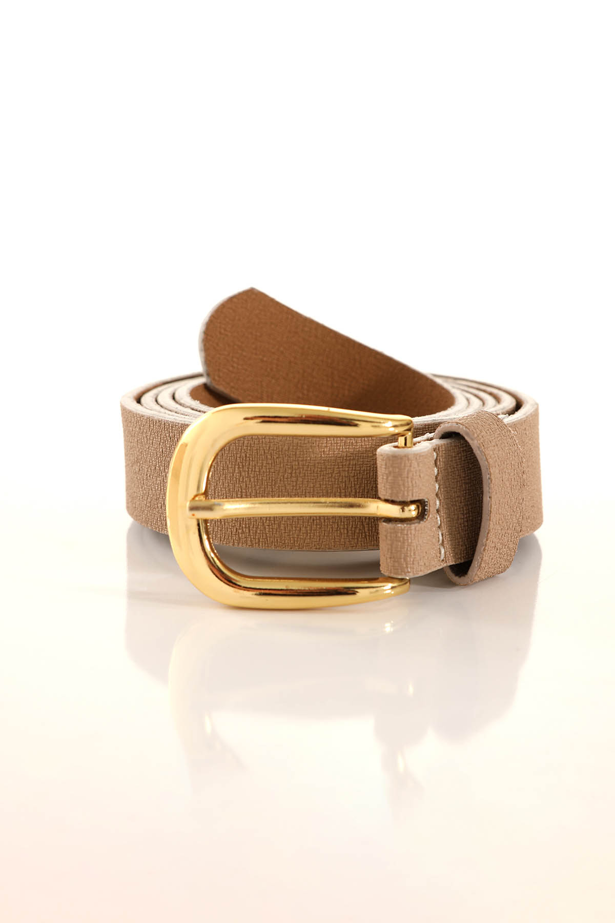 Oval Tokalı Bayan Kemer - 229 Bej - 1