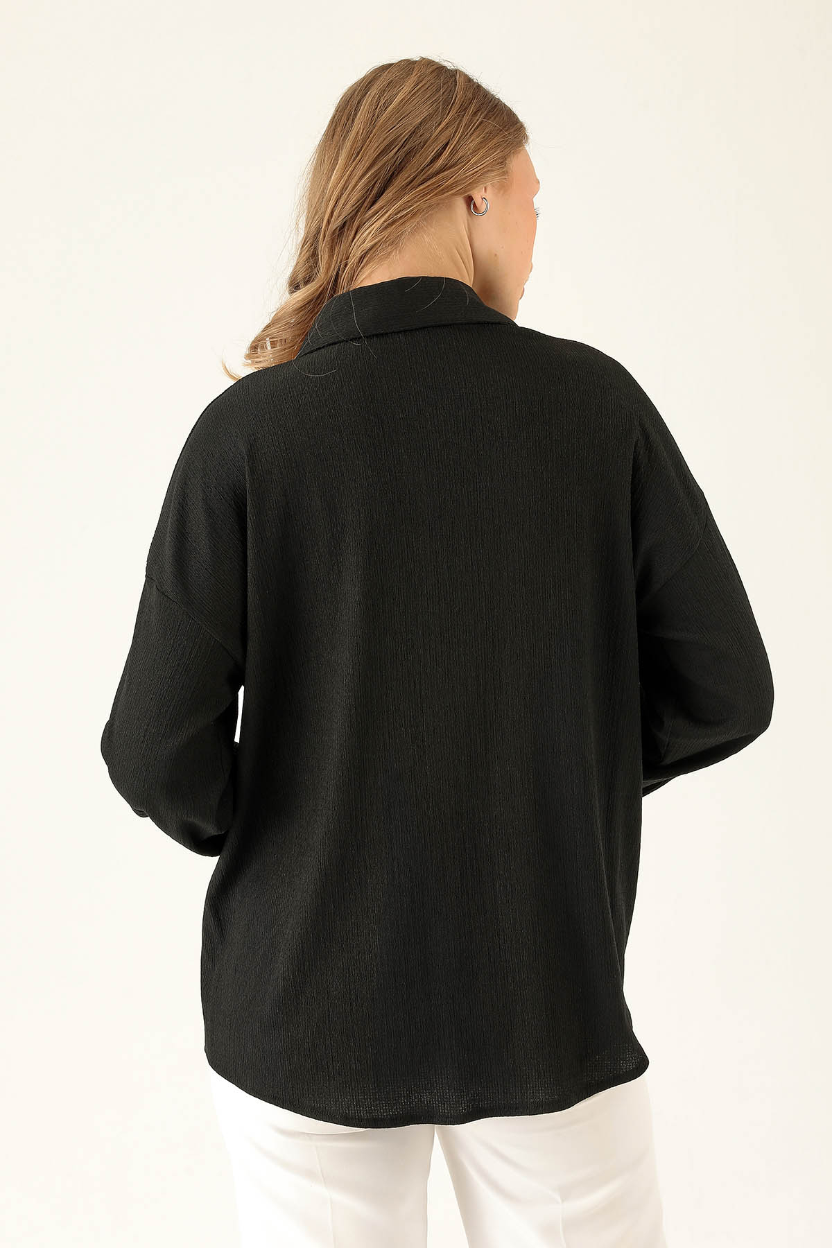 Oversize Bayan Gömlek - 6624A Siyah - 6