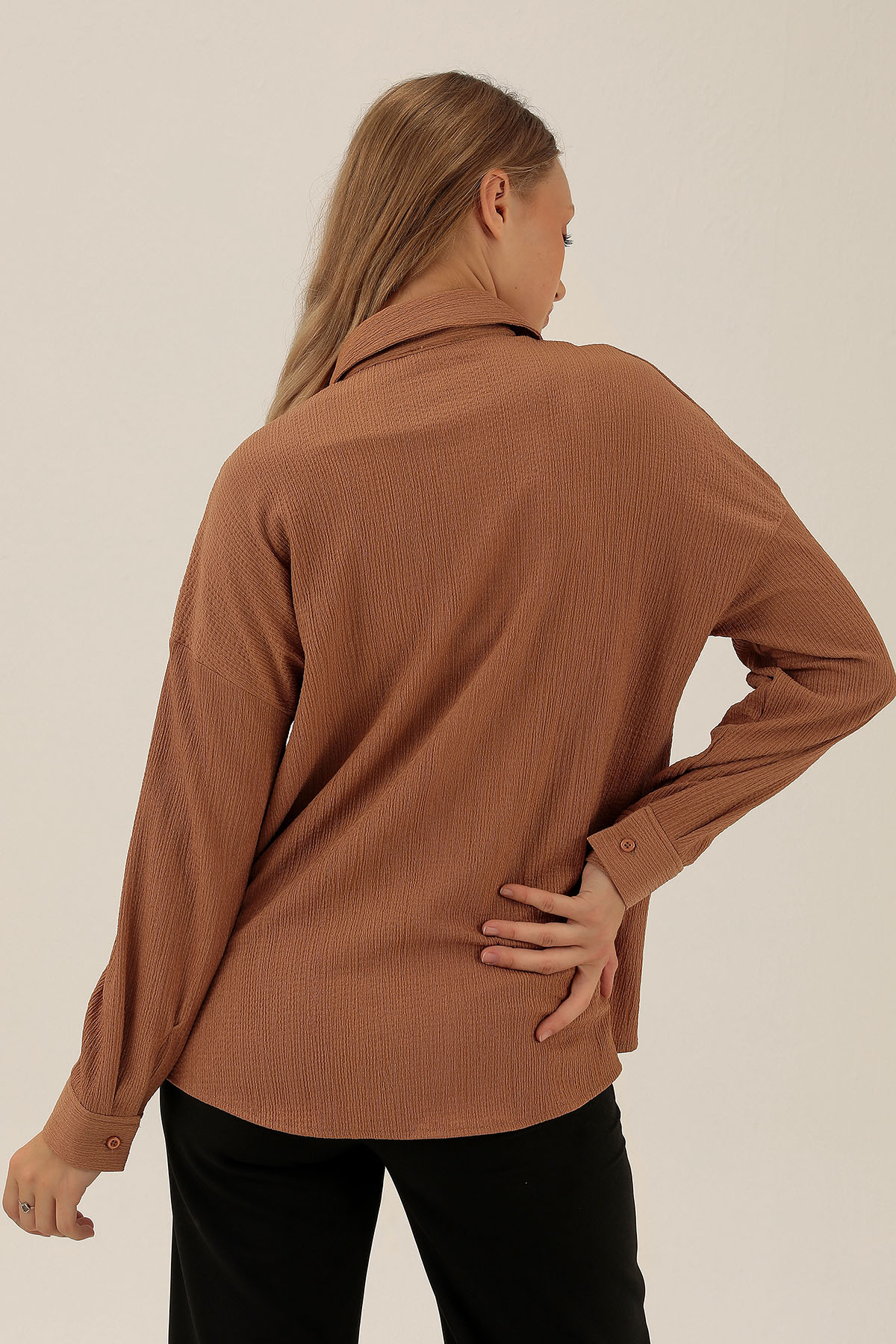 Oversize Bayan Gömlek - 6624A Taba - 4