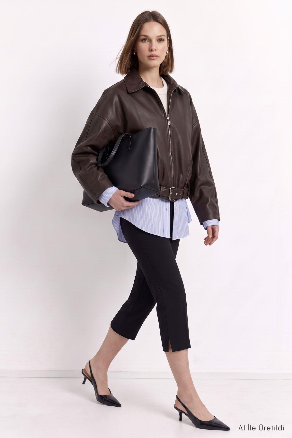 Oversize Deri Ceket 3137 Kahve - RAYS