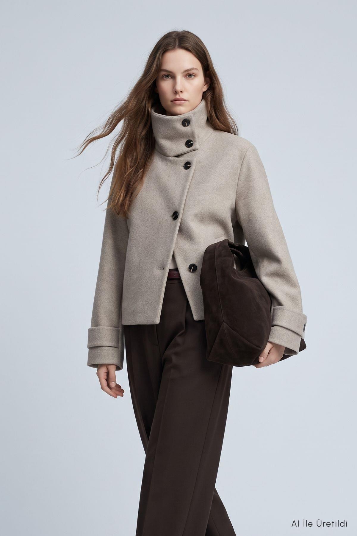 Oversize Kaşe Kaban 2013 Bej - 1