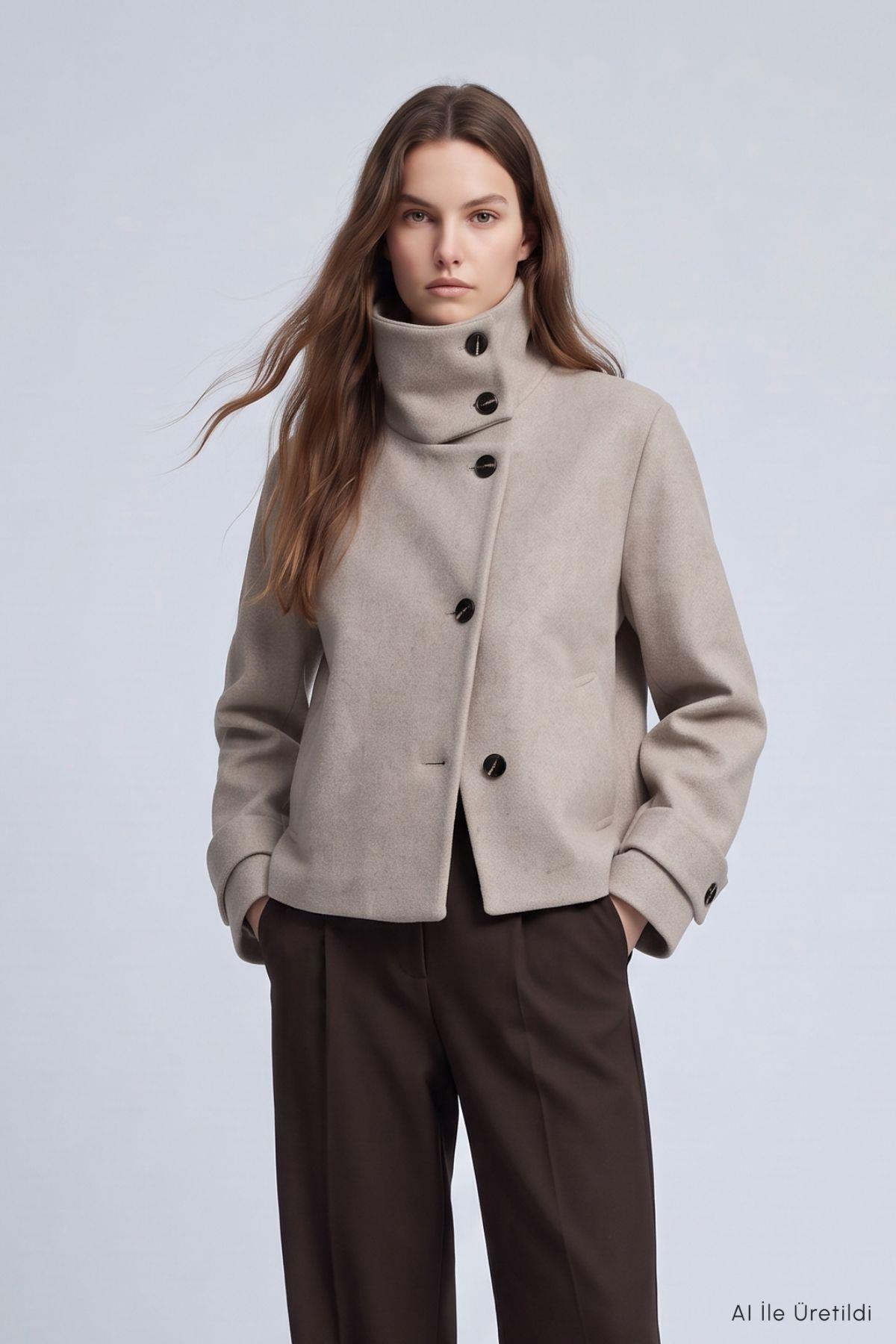 Oversize Kaşe Kaban 2013 Bej - RAYS (1)