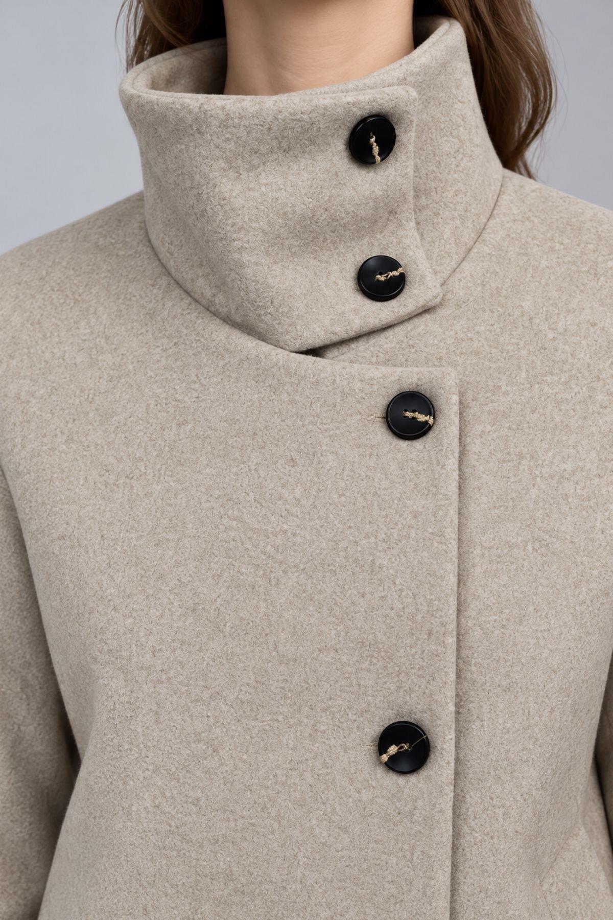 Oversize Kaşe Kaban 2013 Bej - 5