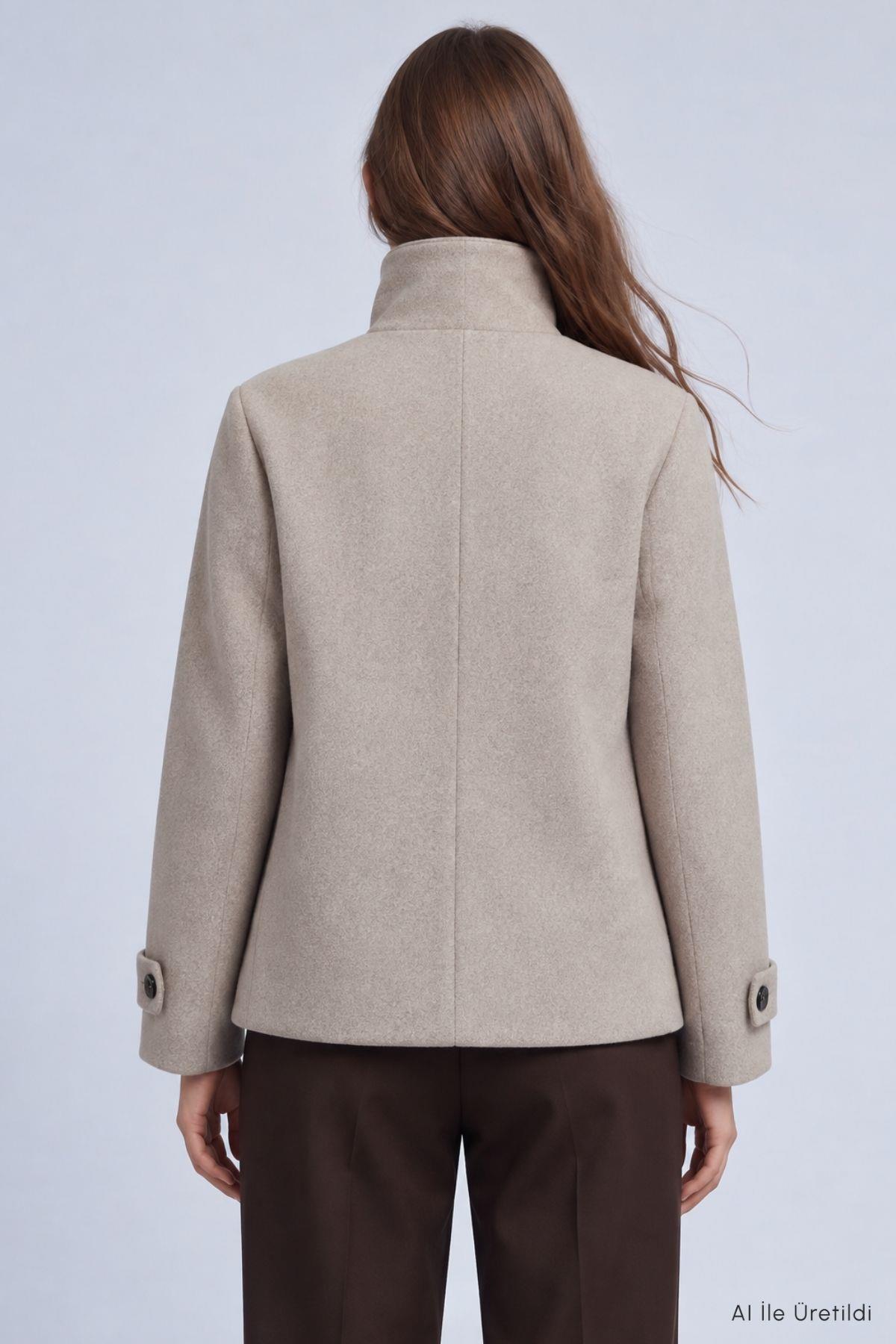 Oversize Kaşe Kaban 2013 Bej - 6