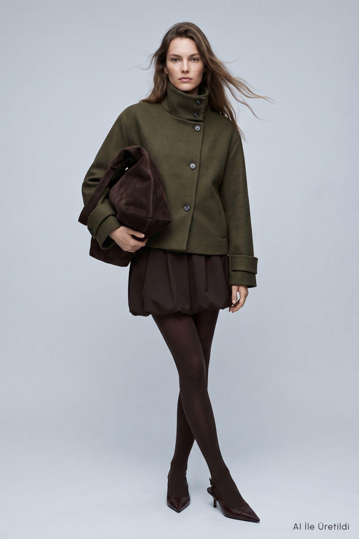 Oversize Kaşe Kaban 2013 Haki - RAYS