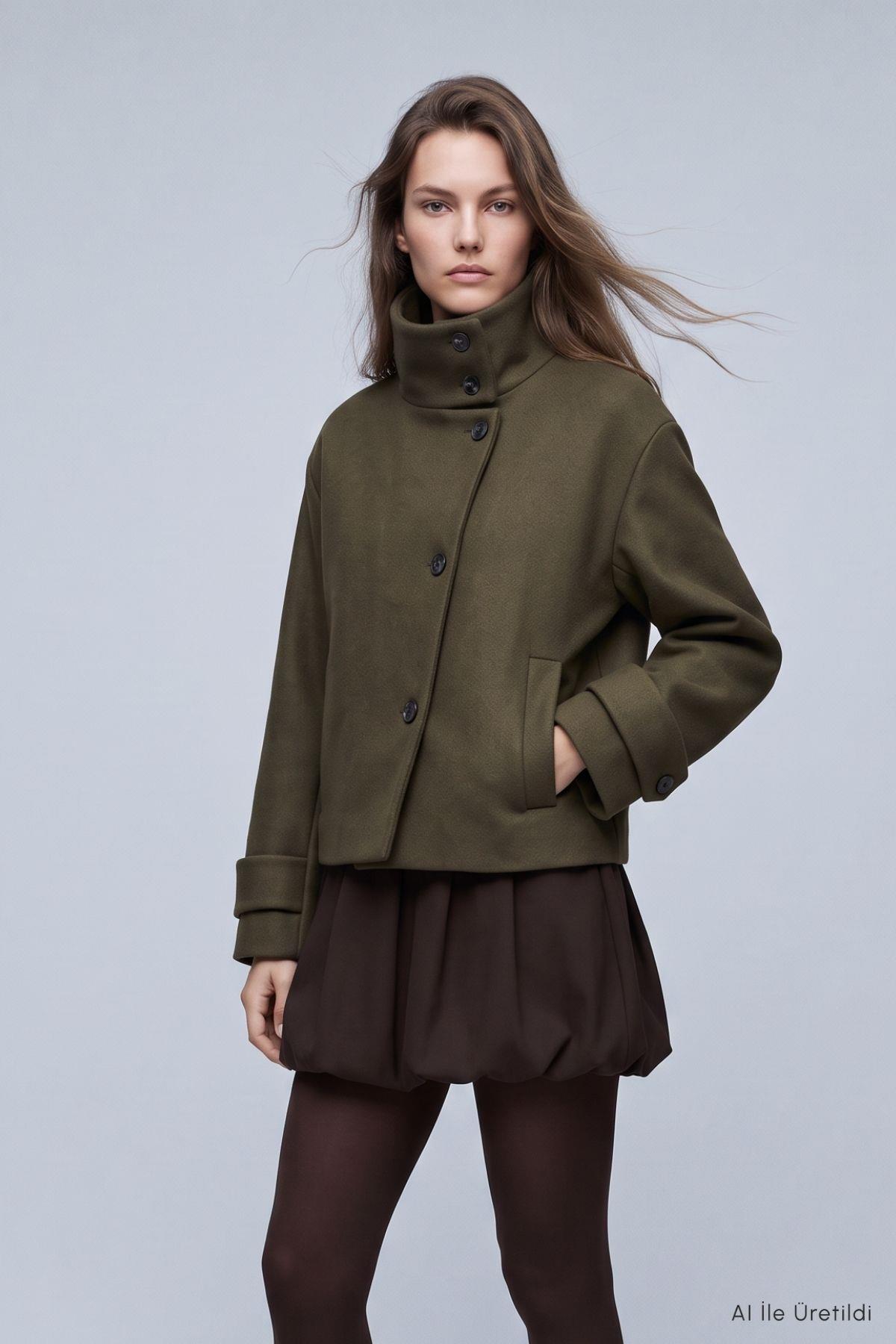 Oversize Kaşe Kaban 2013 Haki - RAYS