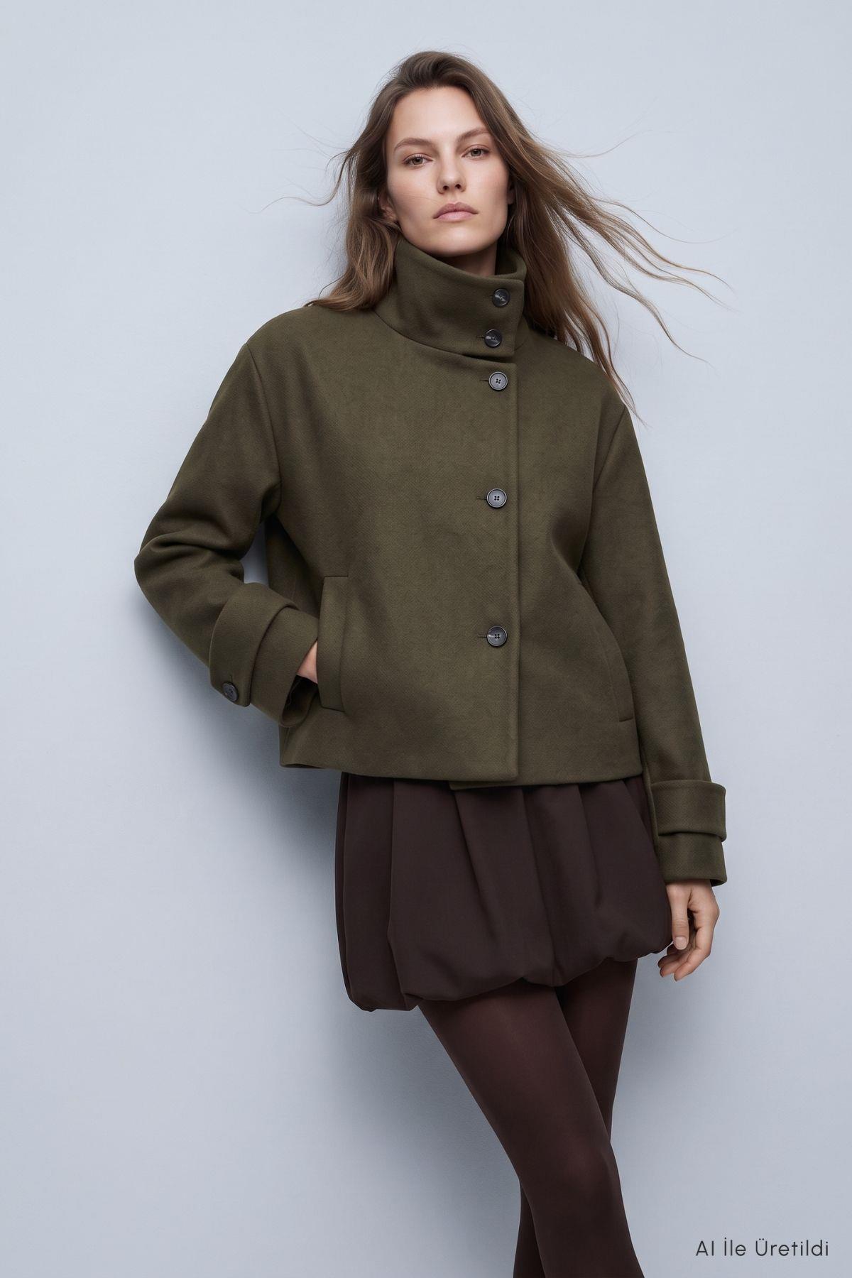 Oversize Kaşe Kaban 2013 Haki - RAYS