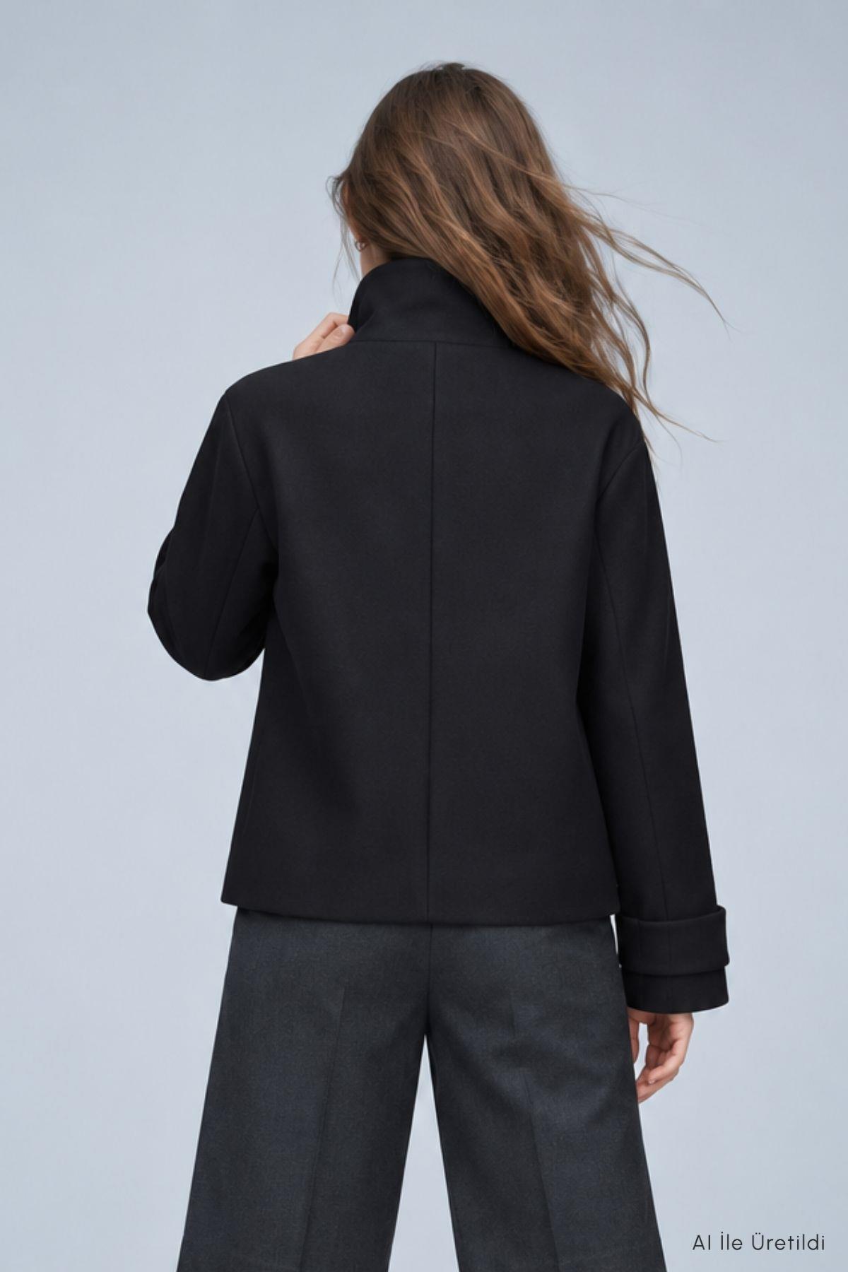 Oversize Kaşe Kaban 2013 Siyah - 6