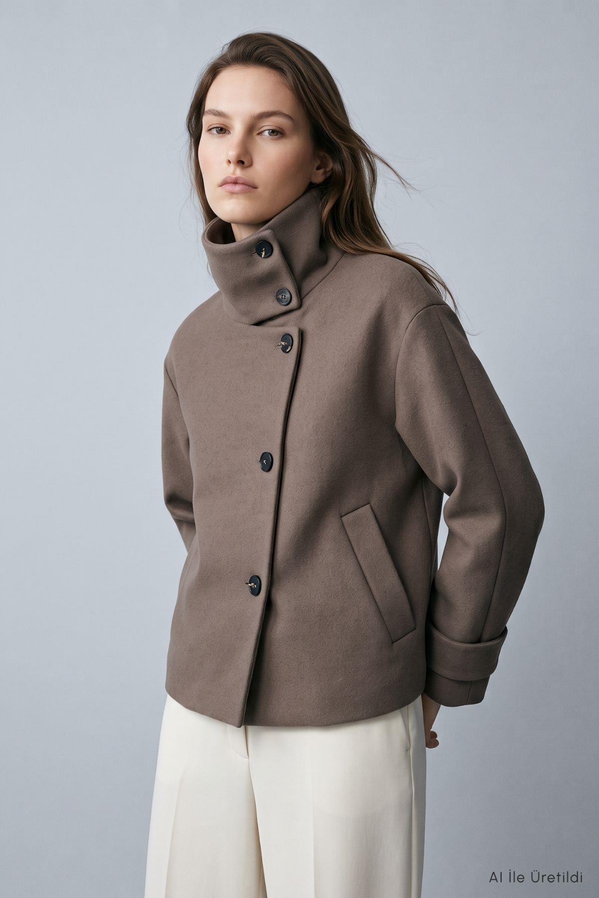 Oversize Kaşe Kaban 2013 Vizon - 2