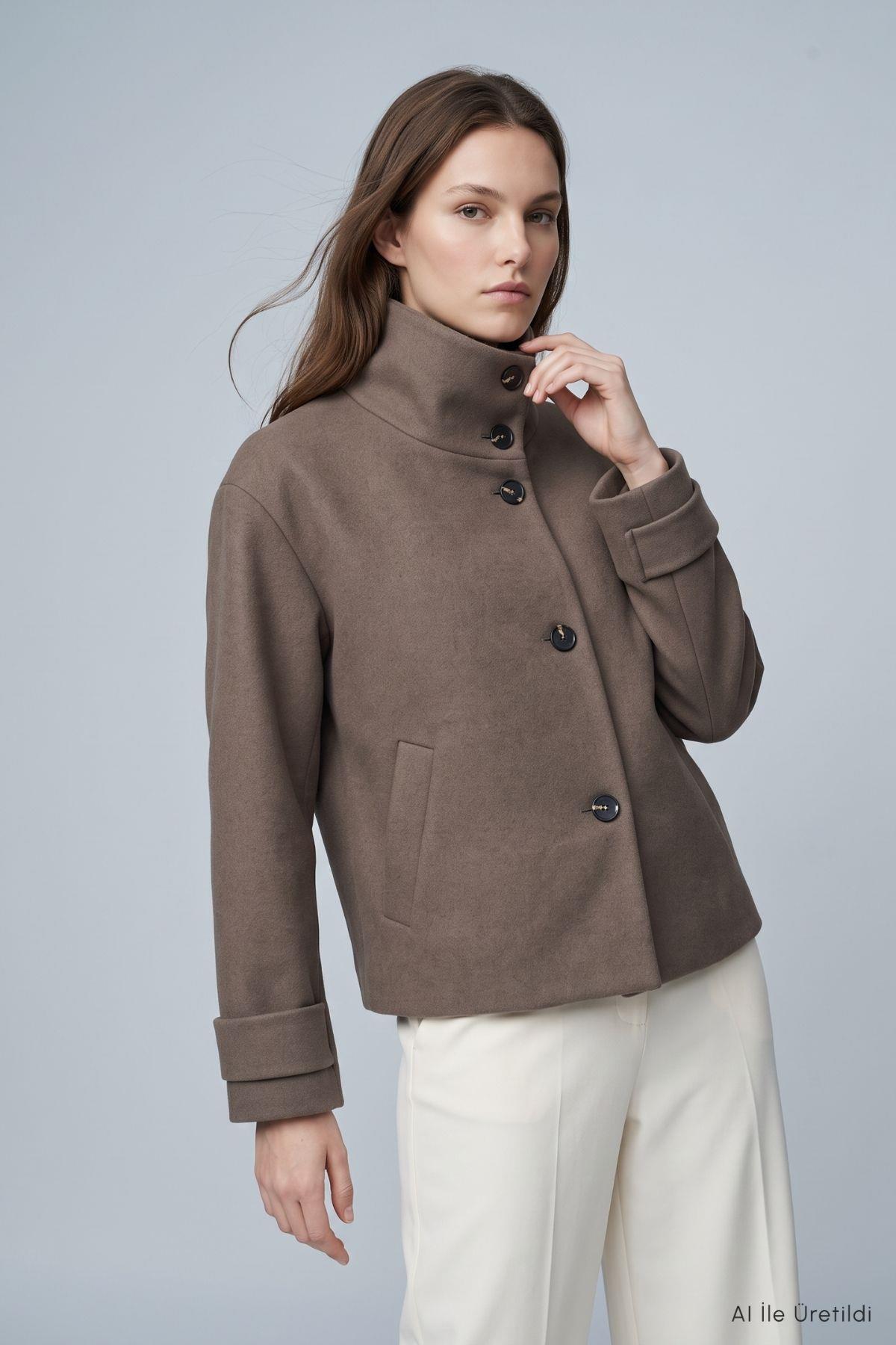 Oversize Kaşe Kaban 2013 Vizon - 4