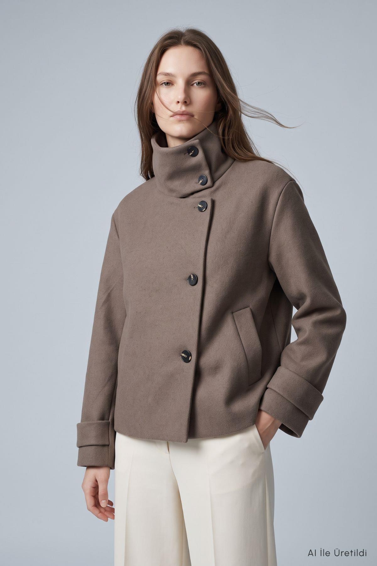 Oversize Kaşe Kaban 2013 Vizon - 5