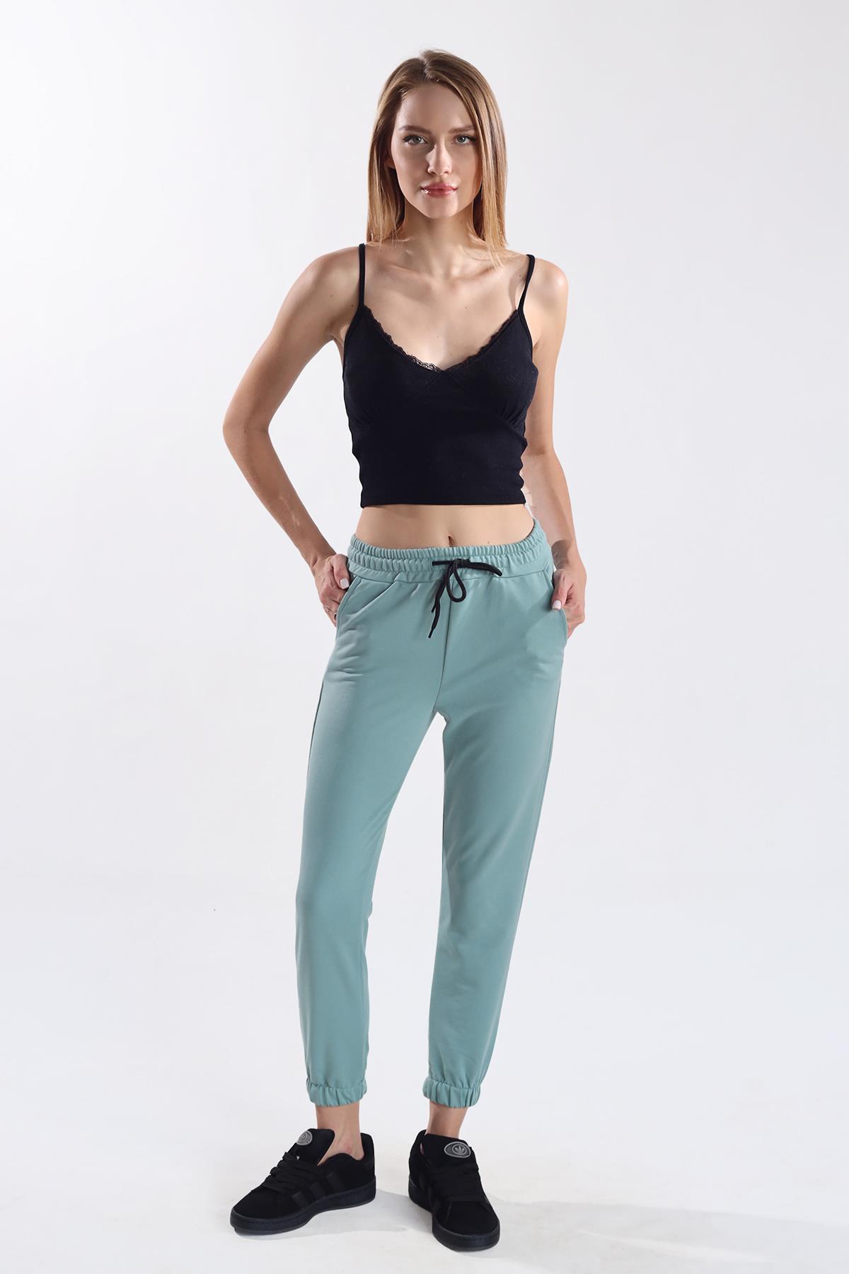 Paça Lastik Cepli Bayan Eşofman - 7257M Çağla Yeşili - 1