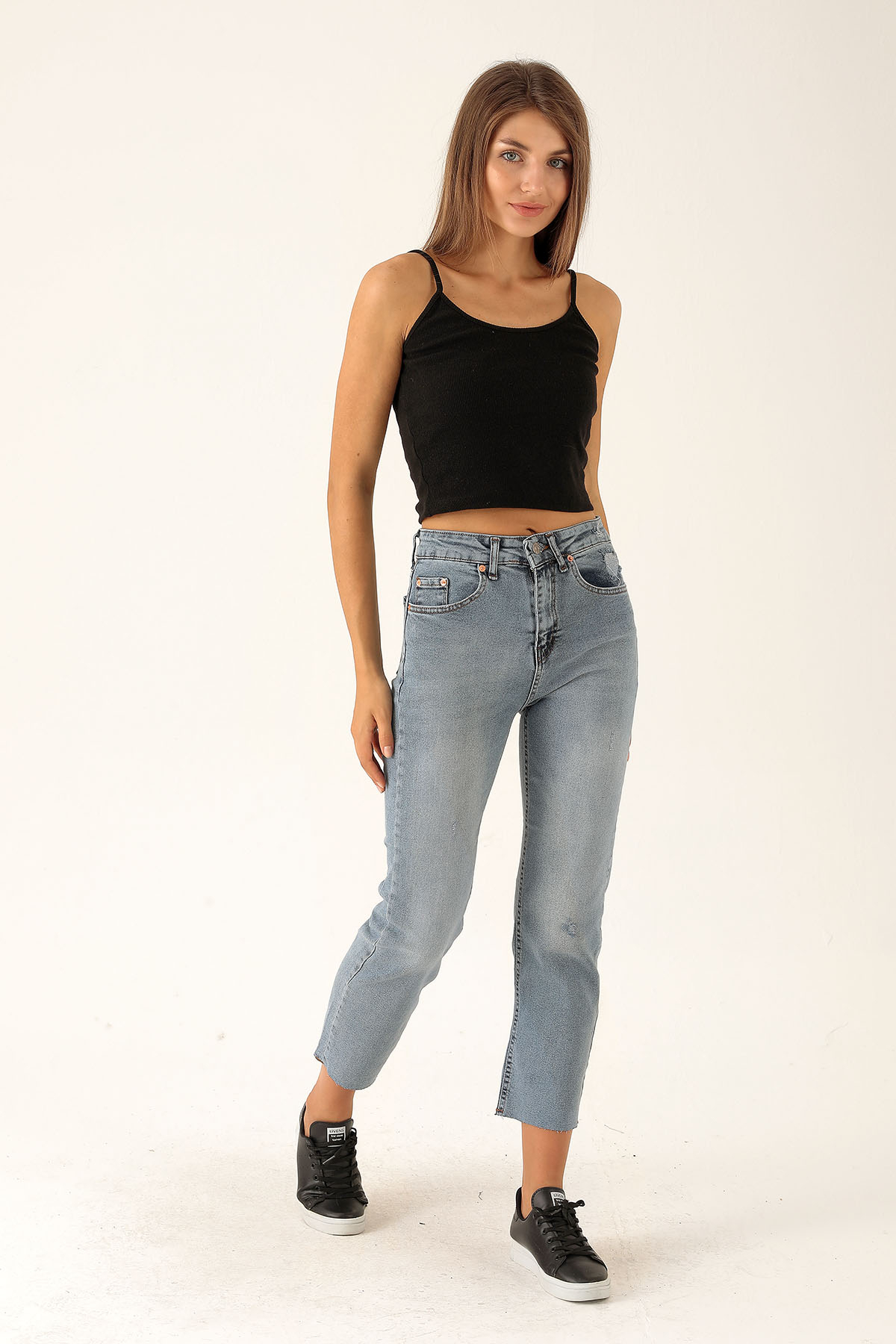 Paçası Kesik Mom Jean - 5112-1 Kar Yıkama - 2