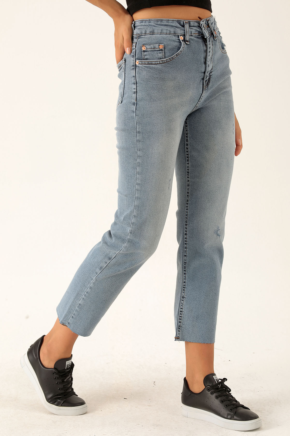 Paçası Kesik Mom Jean - 5112-1 Kar Yıkama - 3