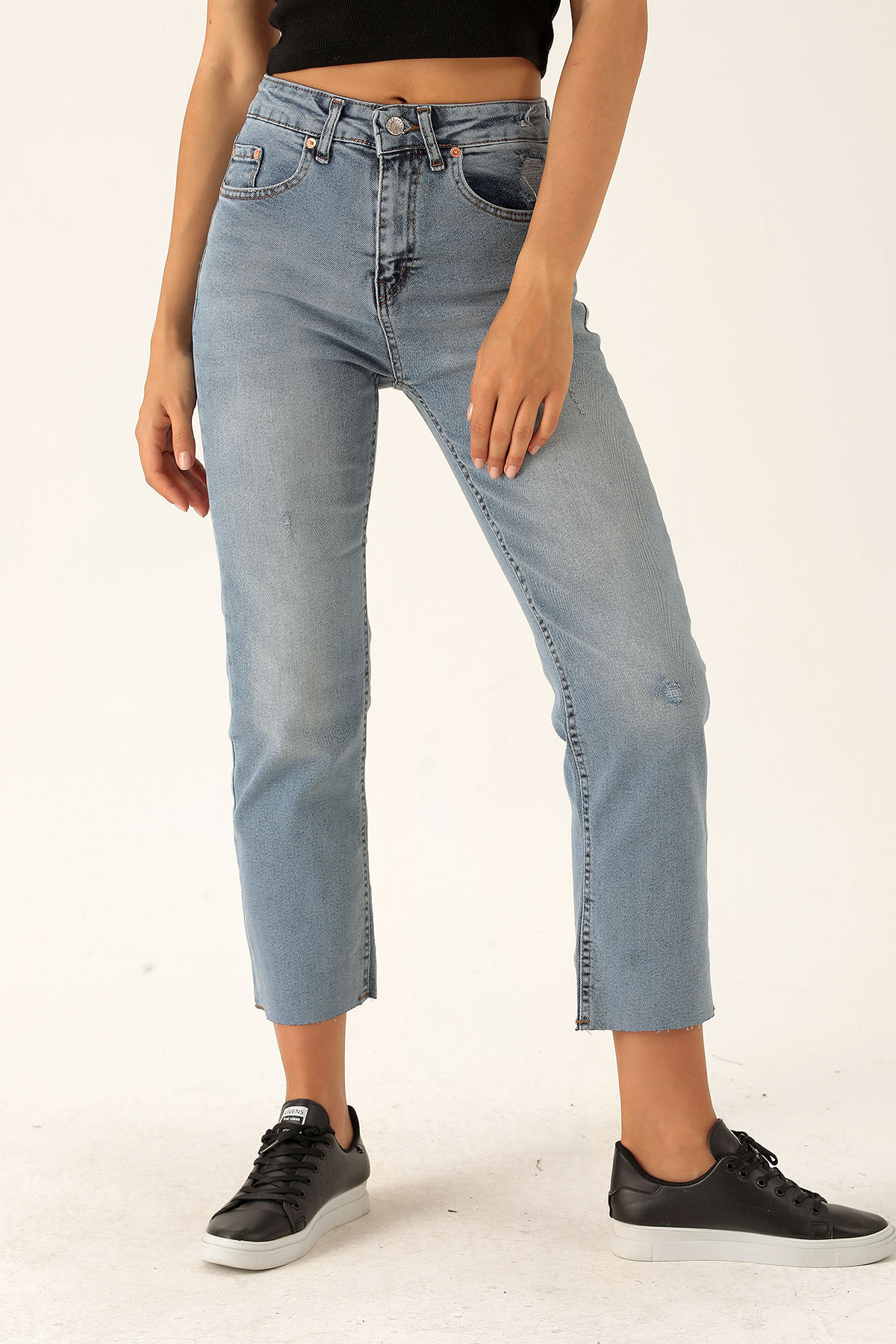 Paçası Kesik Mom Jean - 5112-1 Kar Yıkama - 4