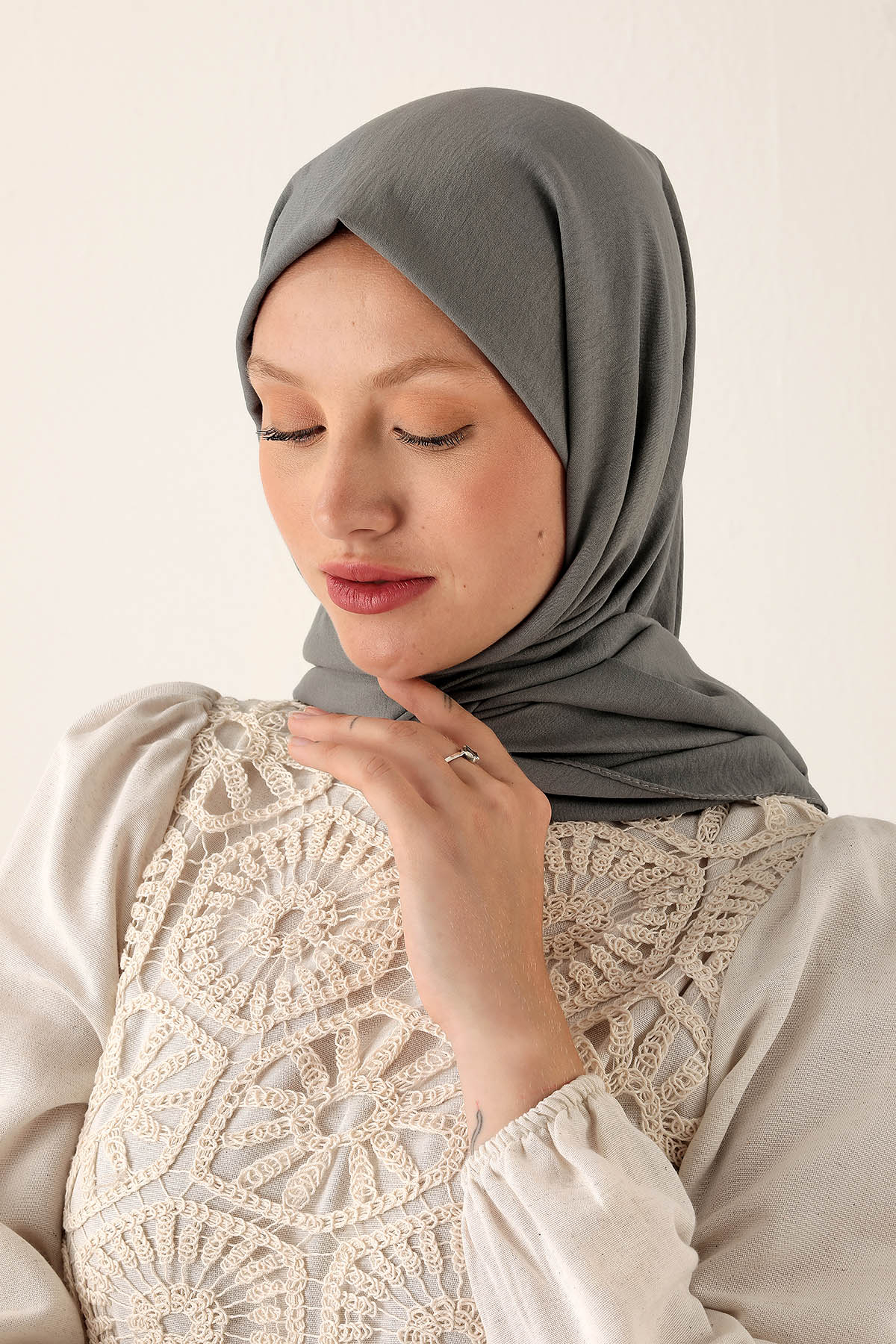 Pamuk Jazz Şal - 5655 Koyu Gri - 3