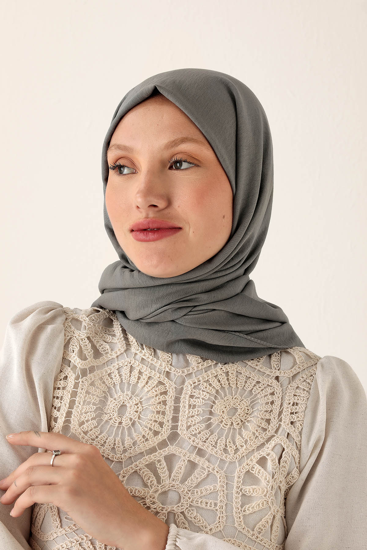 Pamuk Jazz Şal - 5655 Koyu Gri - 4