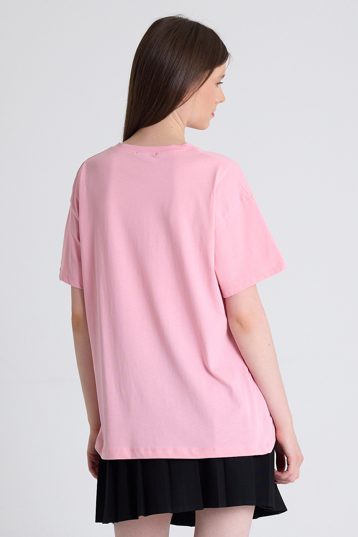 Pembe %100 Pamuk Yazı Baskılı Tişört 2150-15M - 5