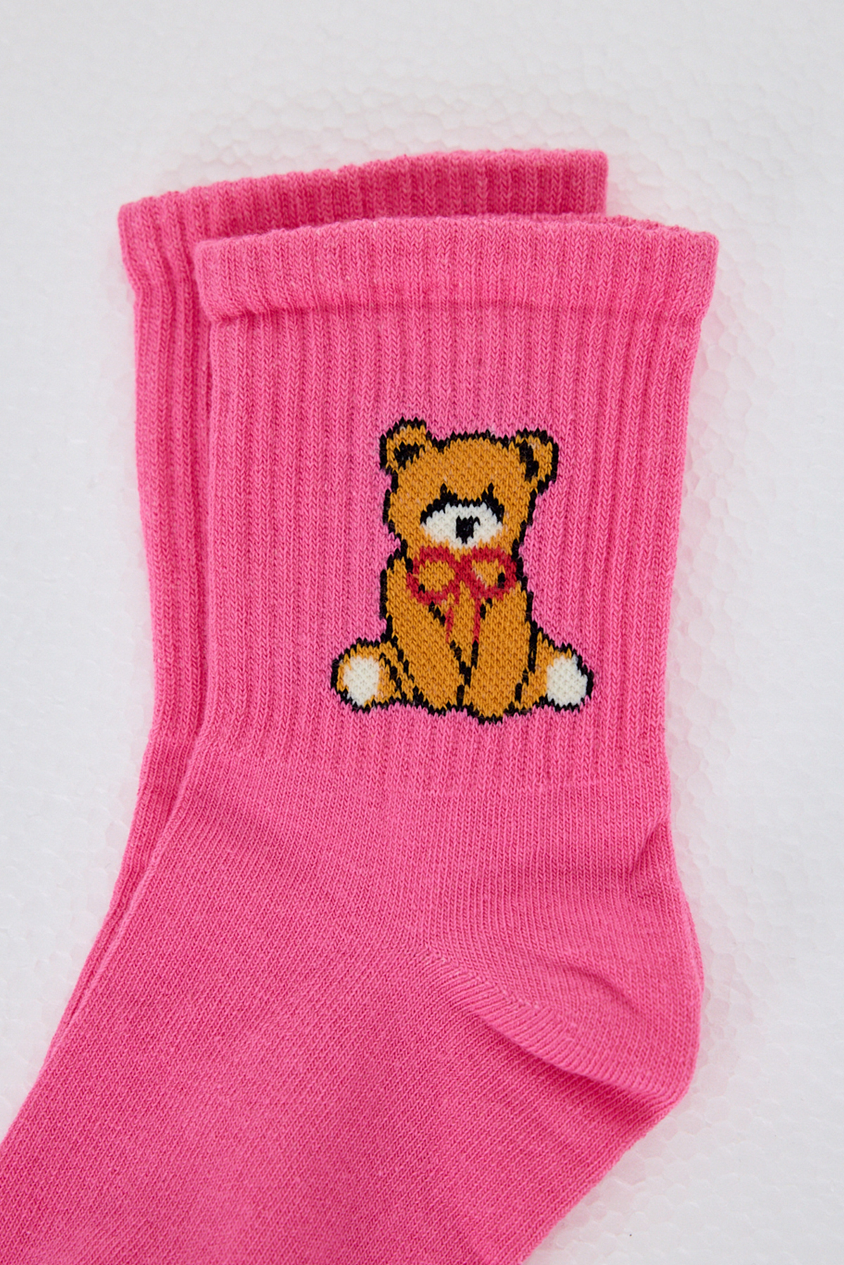 Pembe Ayı Desenli Örme Soket Çorap 1214 - RAYS (1)