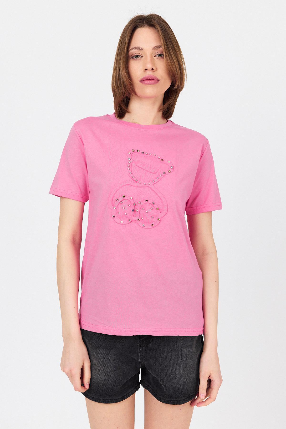 Pembe Ayı Kabartmalı Tişört 25226 