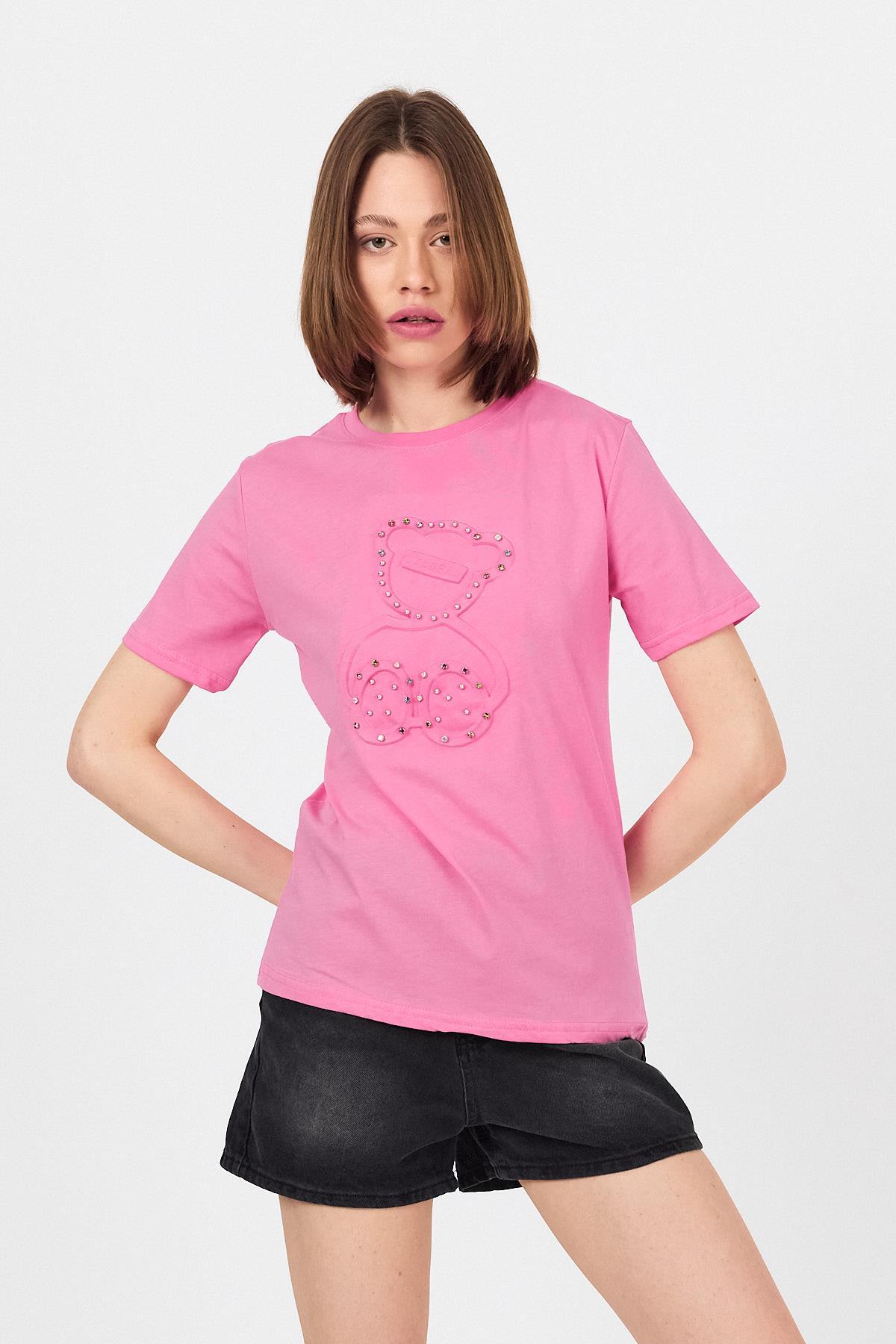 Pembe Ayı Kabartmalı Tişört 25226 - 2