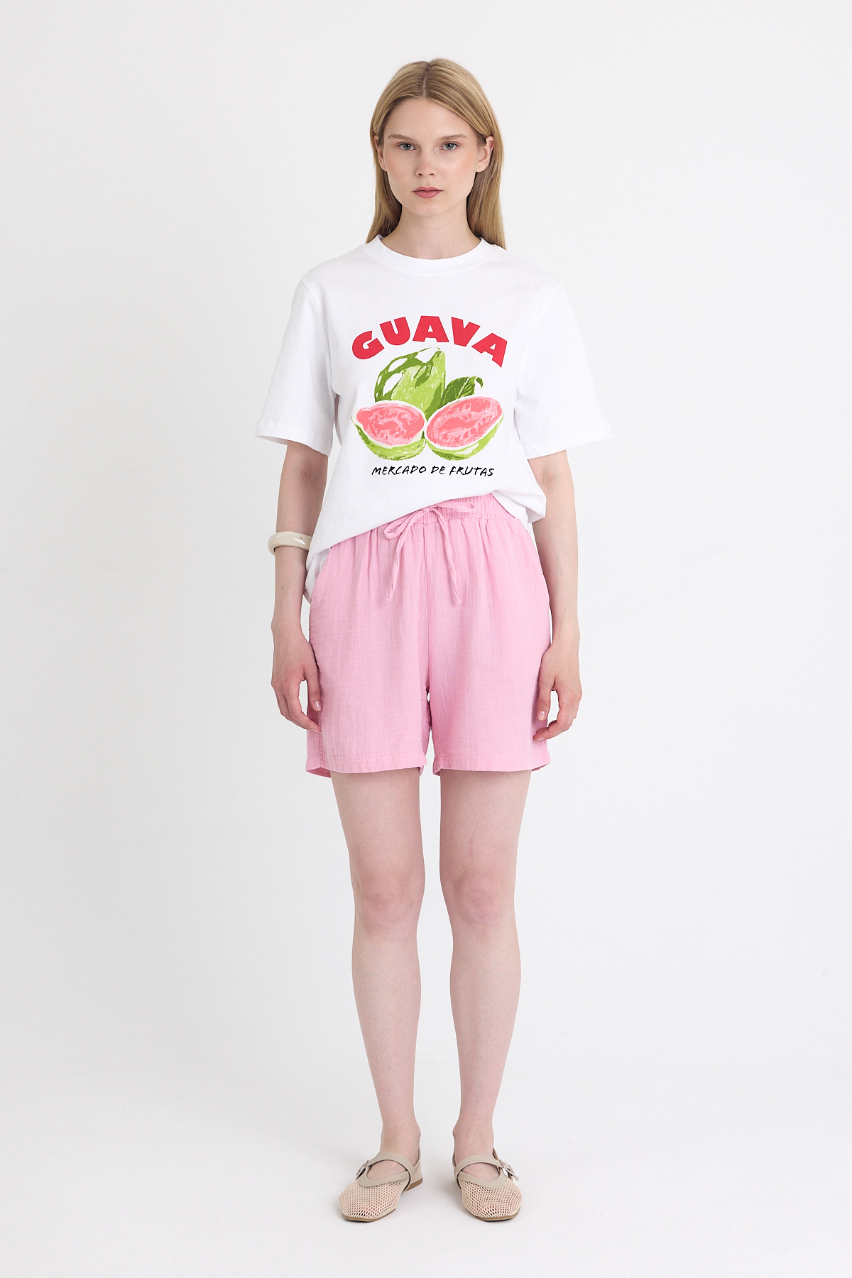 Pembe Beli Lastikli %100 Pamuk Müslin Şort 4769A - 3