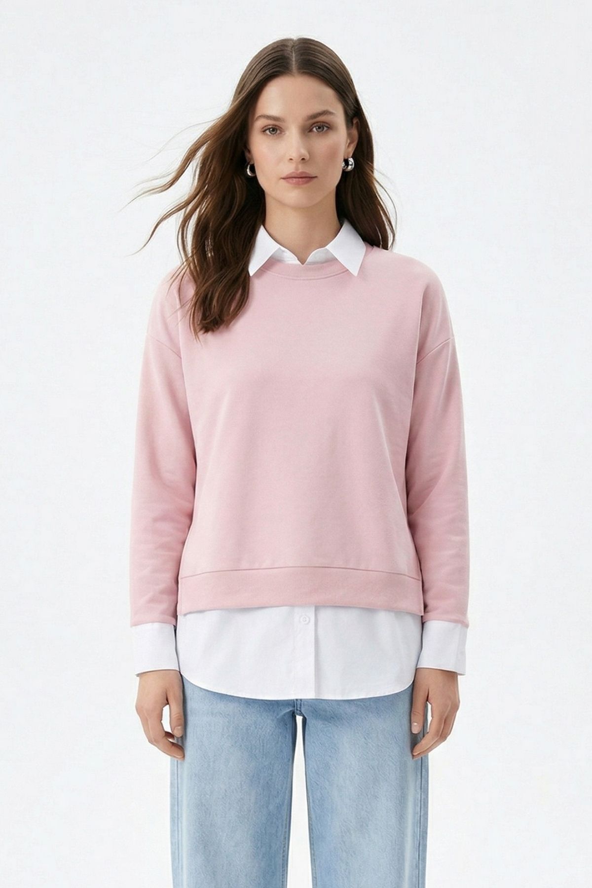Bisiklet Yaka Garnili Bluz 8375 Pembe - RAYS (1)
