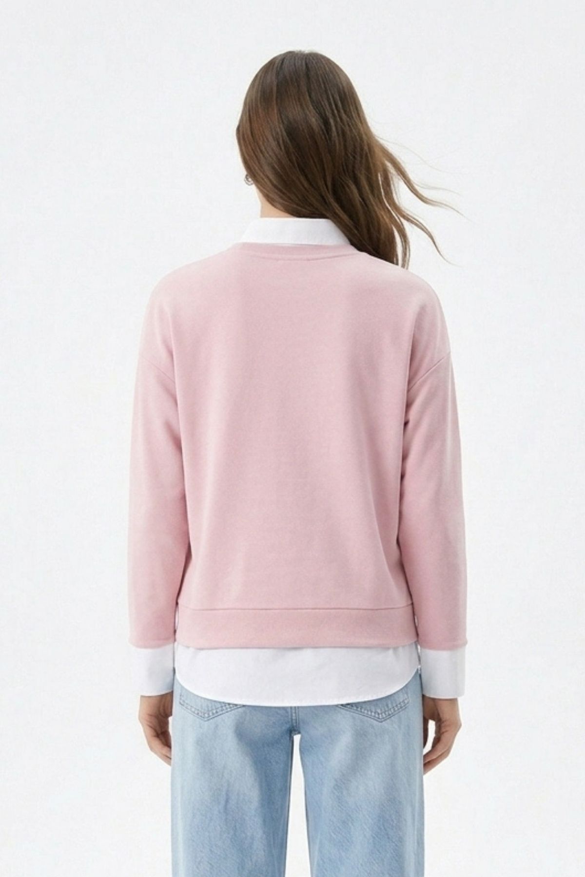 Bisiklet Yaka Garnili Bluz 8375 Pembe - RAYS