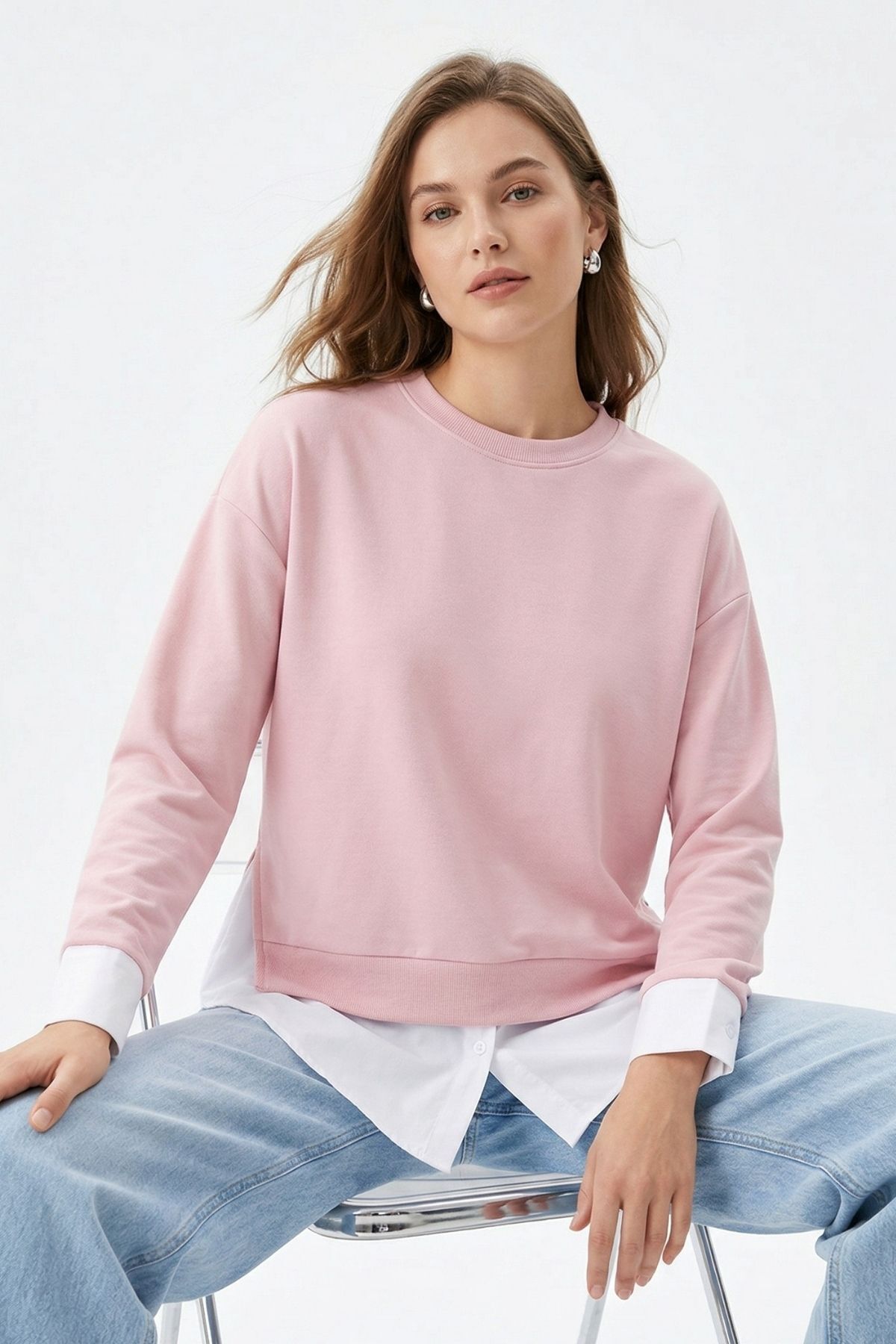 Pembe Bisiklet Yaka Garnili Bluz 8375 - 1