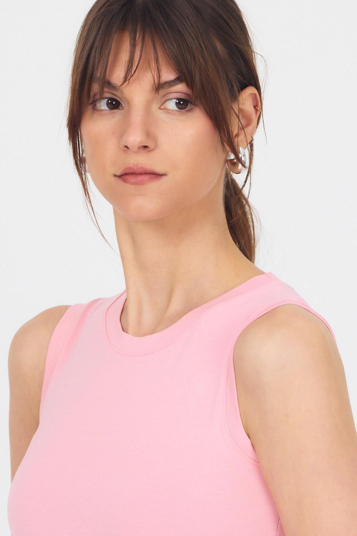 Pembe Bisiklet Yaka Kolsuz Atlet 319 - 4