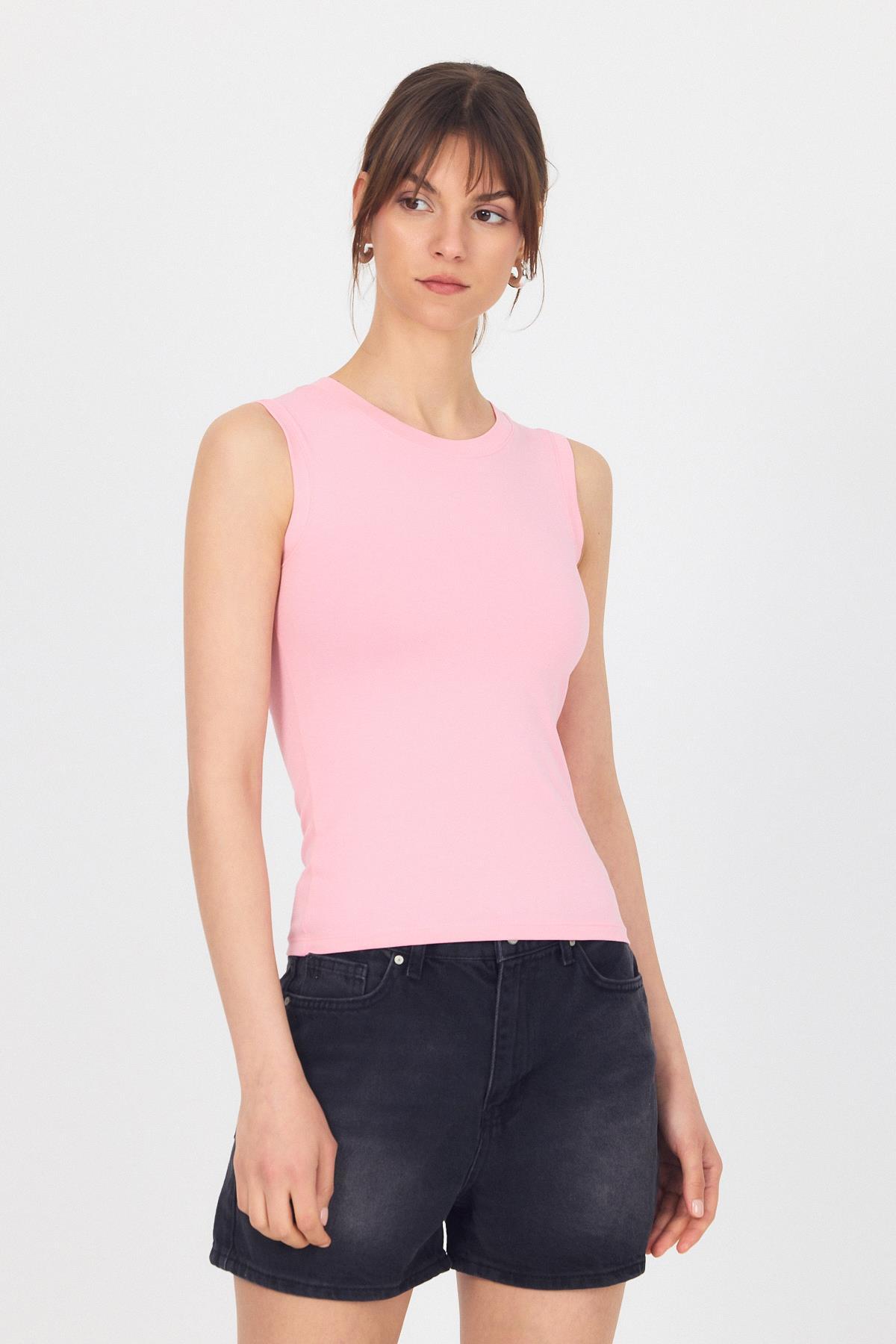 Pembe Bisiklet Yaka Kolsuz Atlet 319 - 2