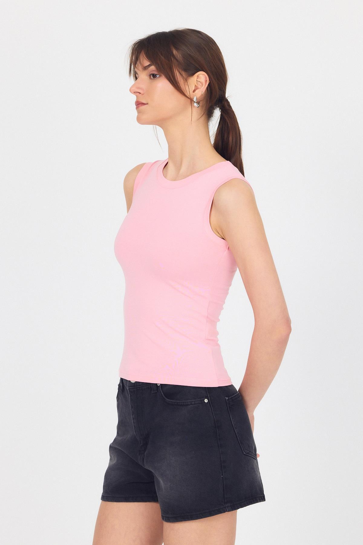 Pembe Bisiklet Yaka Kolsuz Atlet 319 - 3