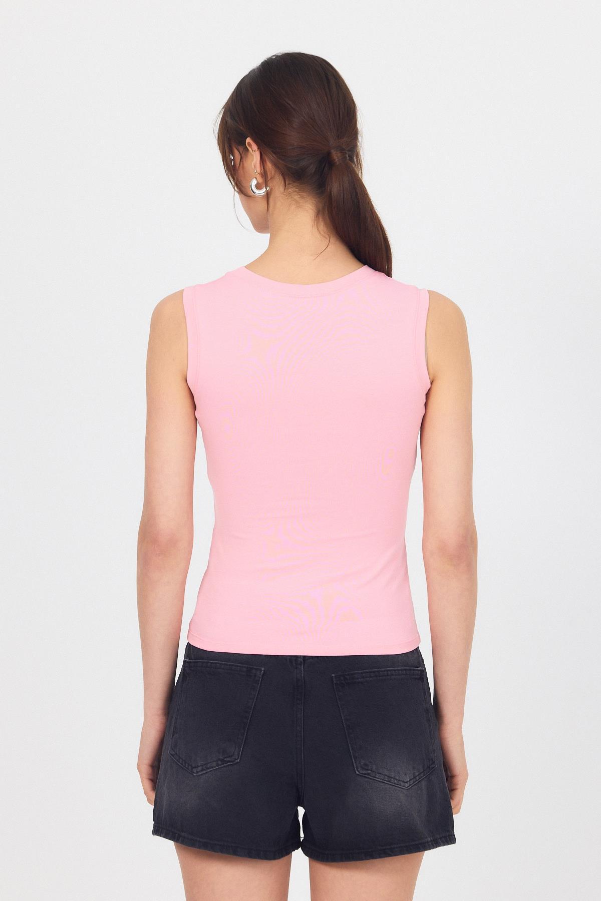 Pembe Bisiklet Yaka Kolsuz Atlet 319 - 5