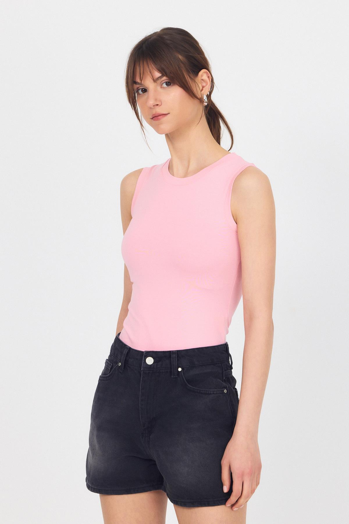 Pembe Bisiklet Yaka Kolsuz Atlet 319 - 7