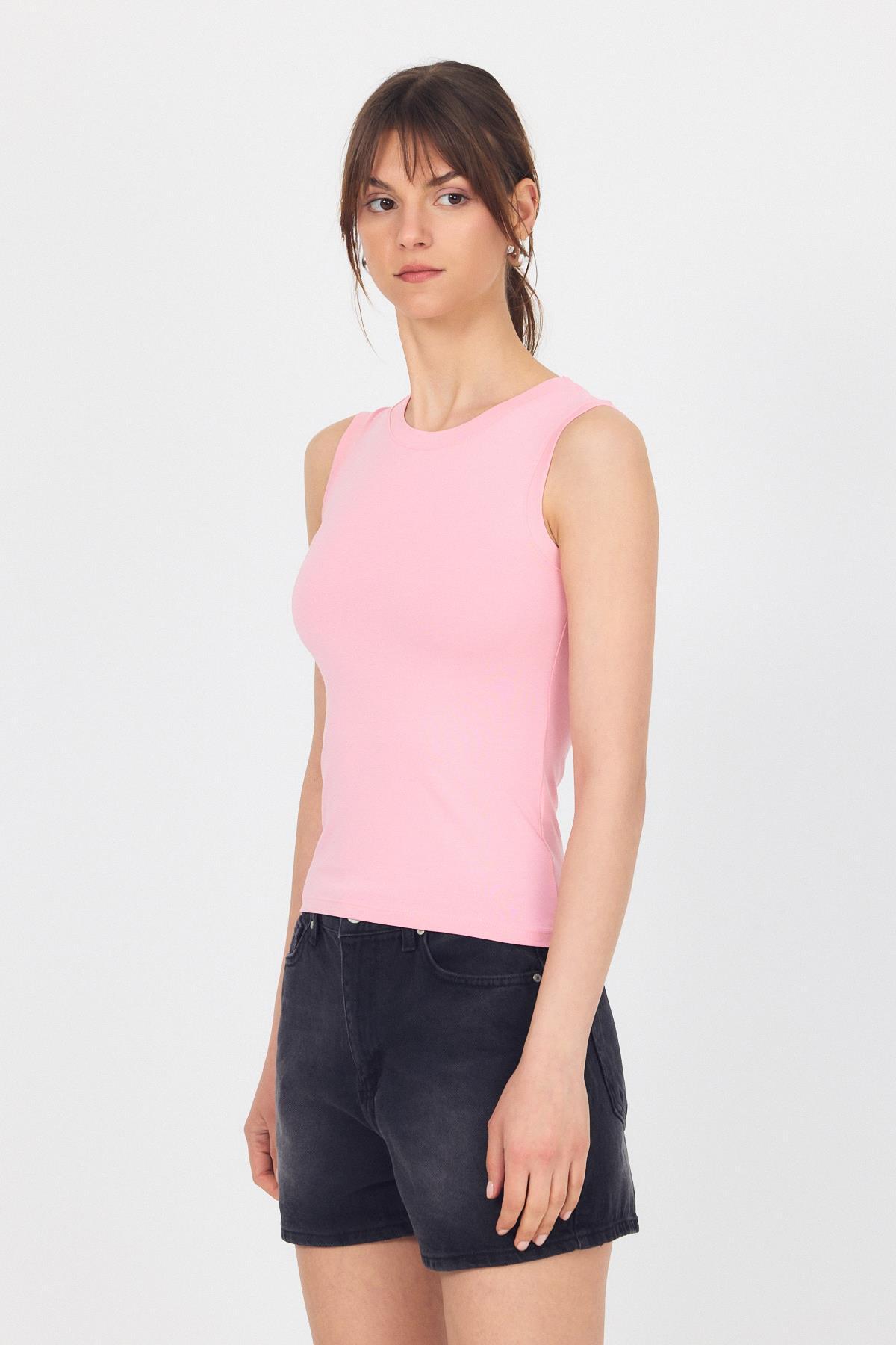 Pembe Bisiklet Yaka Kolsuz Atlet 319 - 8