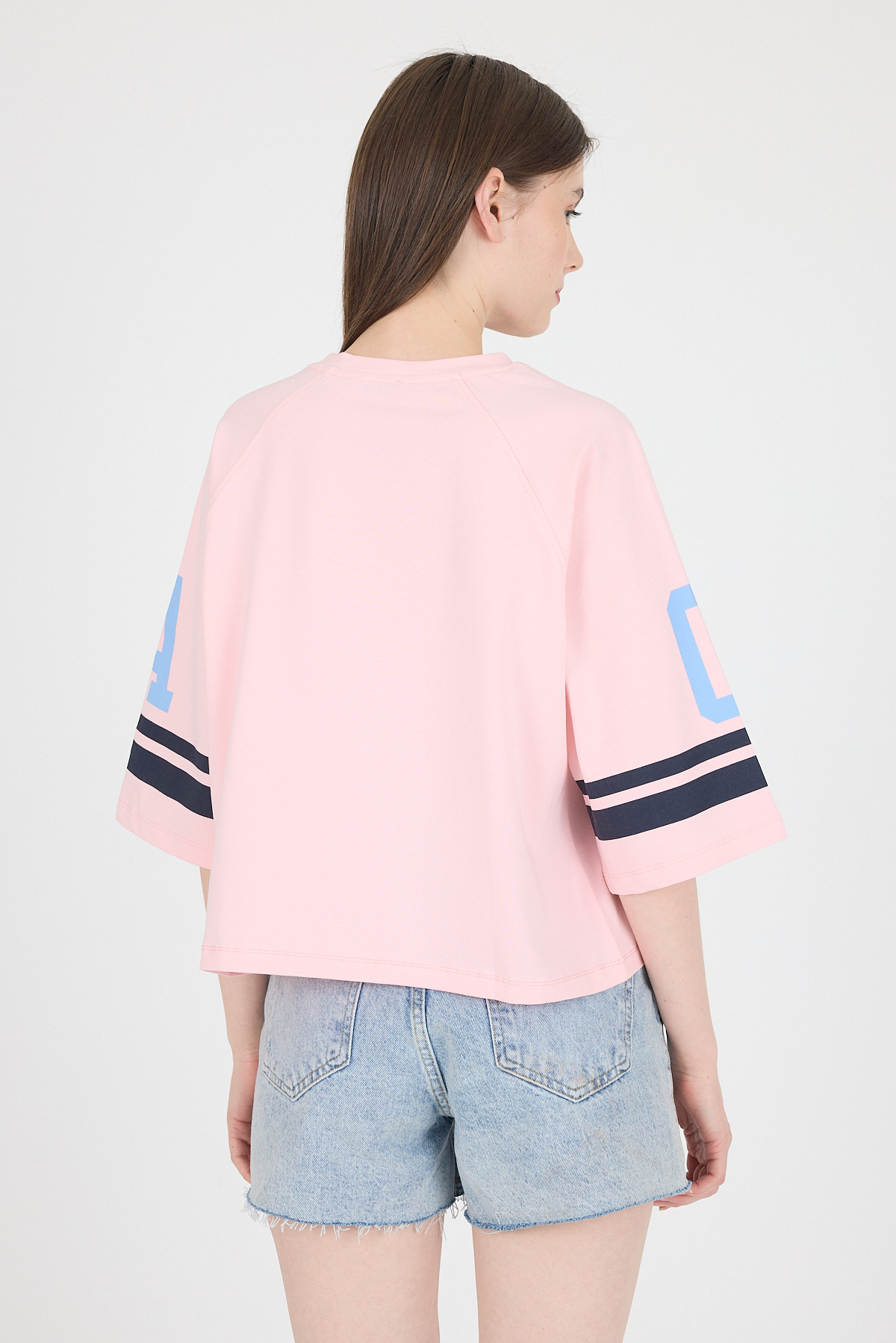 Pembe California Baskılı Oversize Tişört 6817 - 5